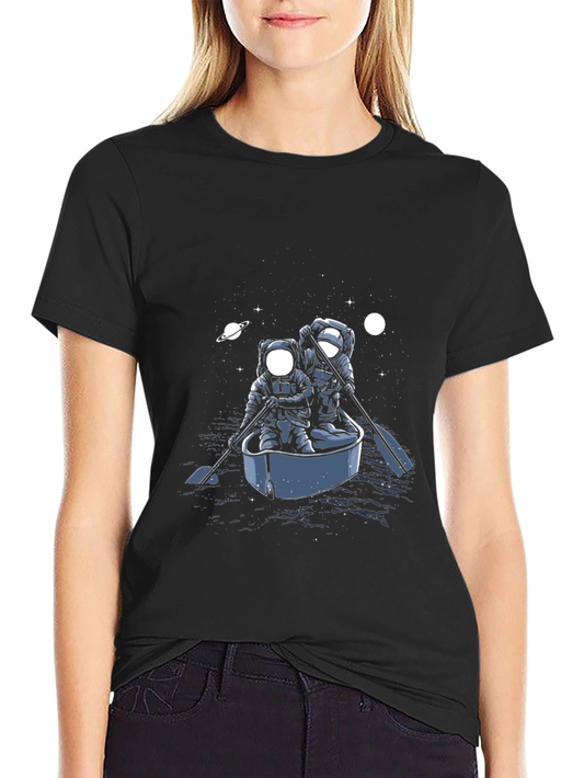 Astronaut Rowboat Graphic Tee - Space Adventure Shirt