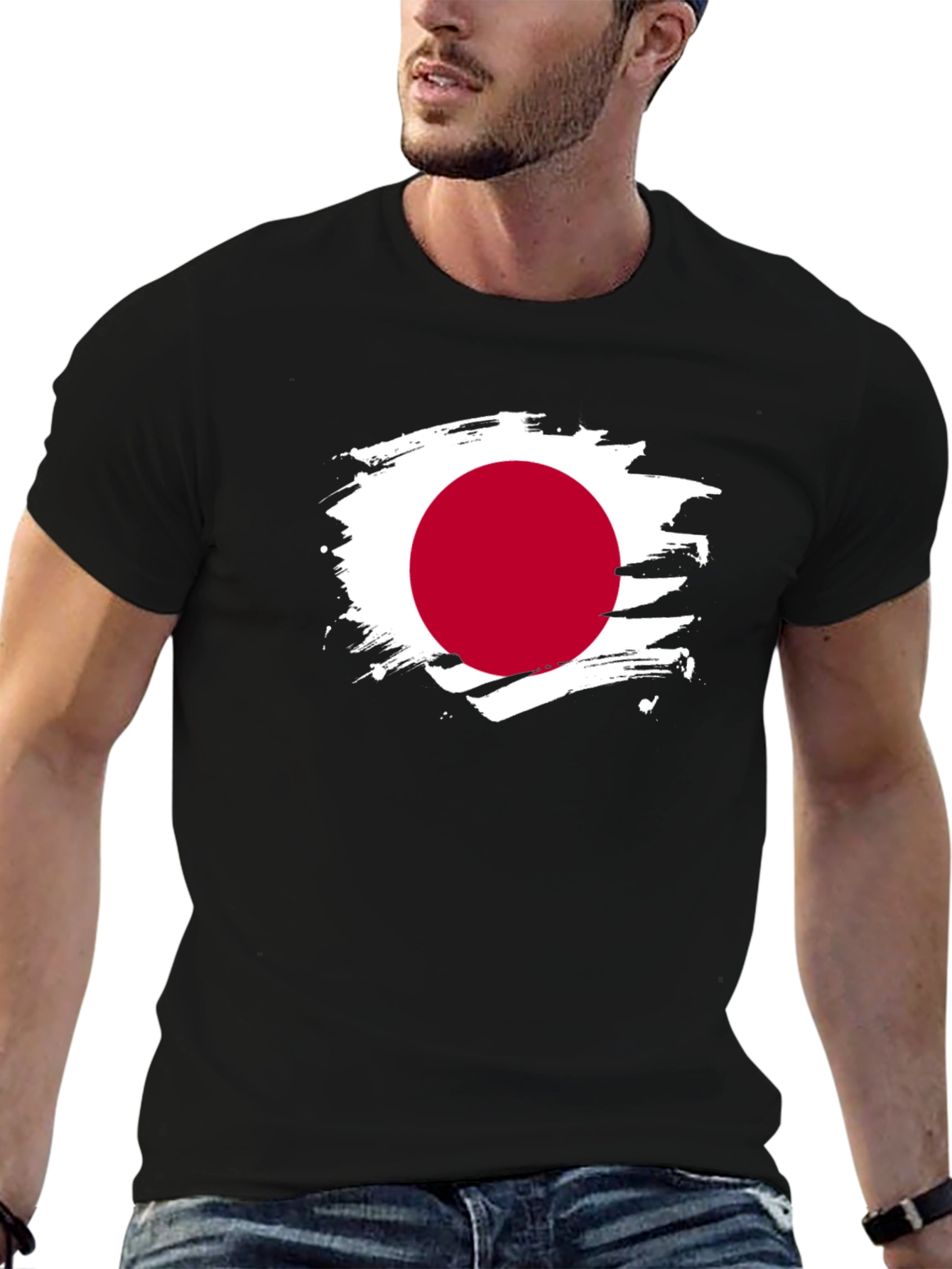 Japan Flag Brushstroke T-Shirt - Unique Graphic Tee