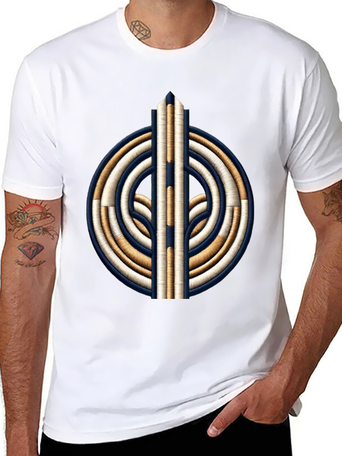 Embroidered Graphic T-Shirt - Black