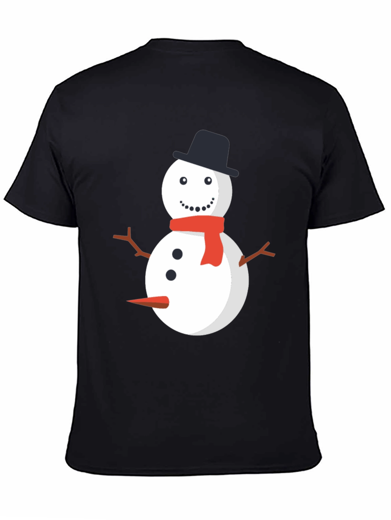 Snowman Graphic Tee - Black Cotton Holiday Shirt