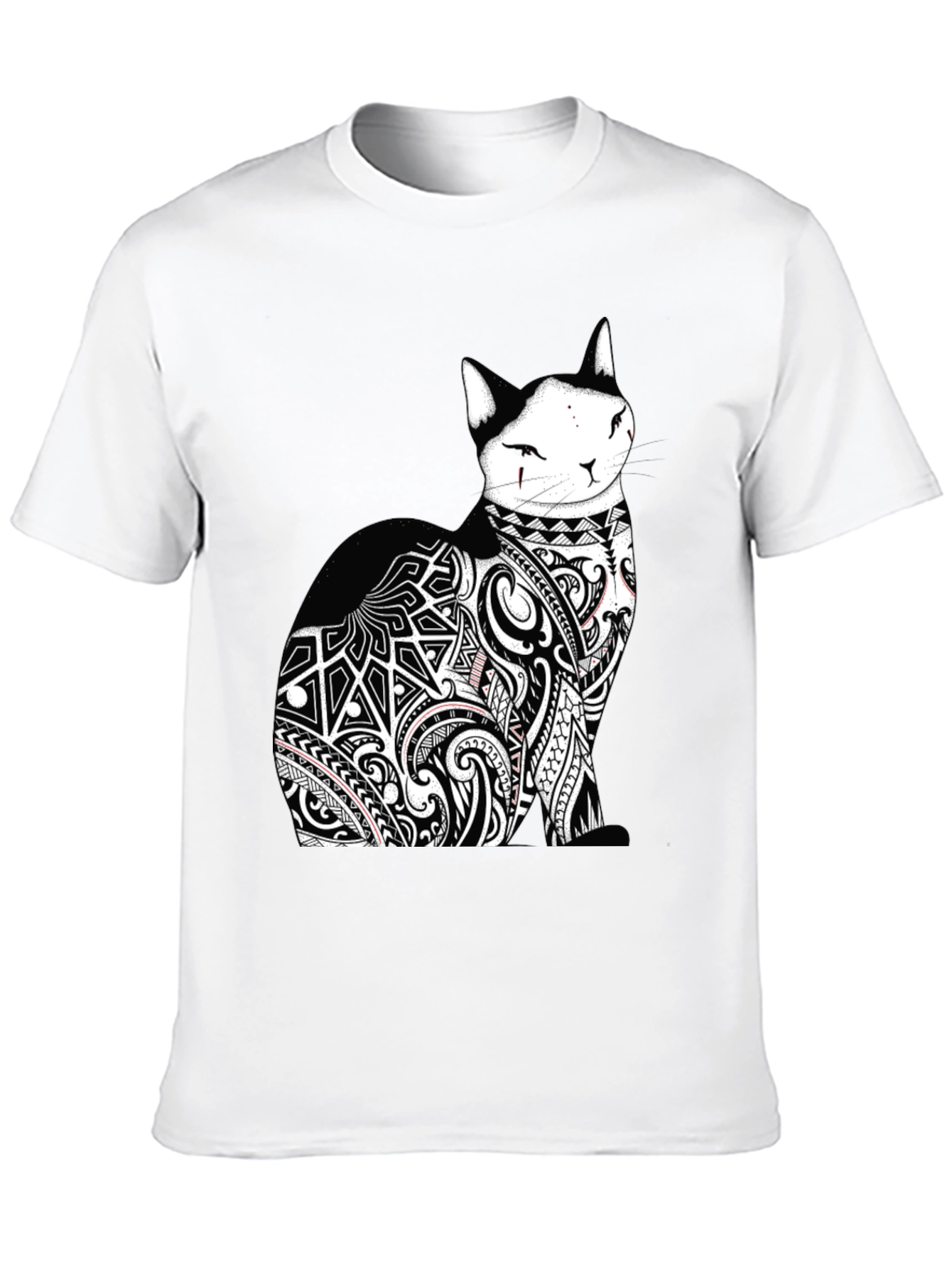 Tribal Tattoo Cat Black T-Shirt