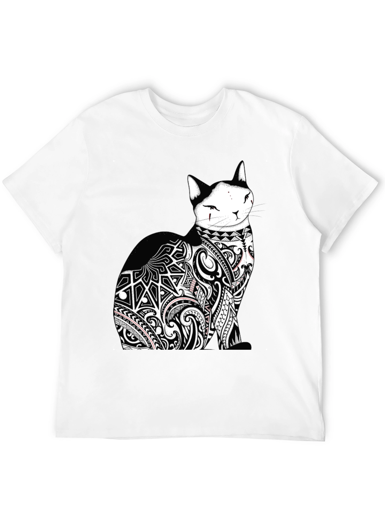 Tribal Tattoo Cat Black T-Shirt