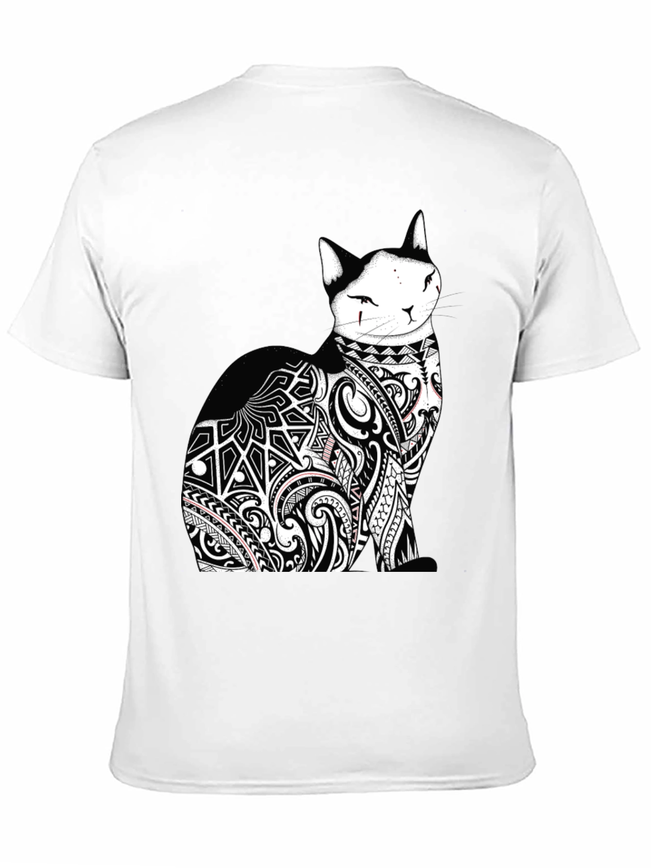 Tribal Tattoo Cat Black T-Shirt