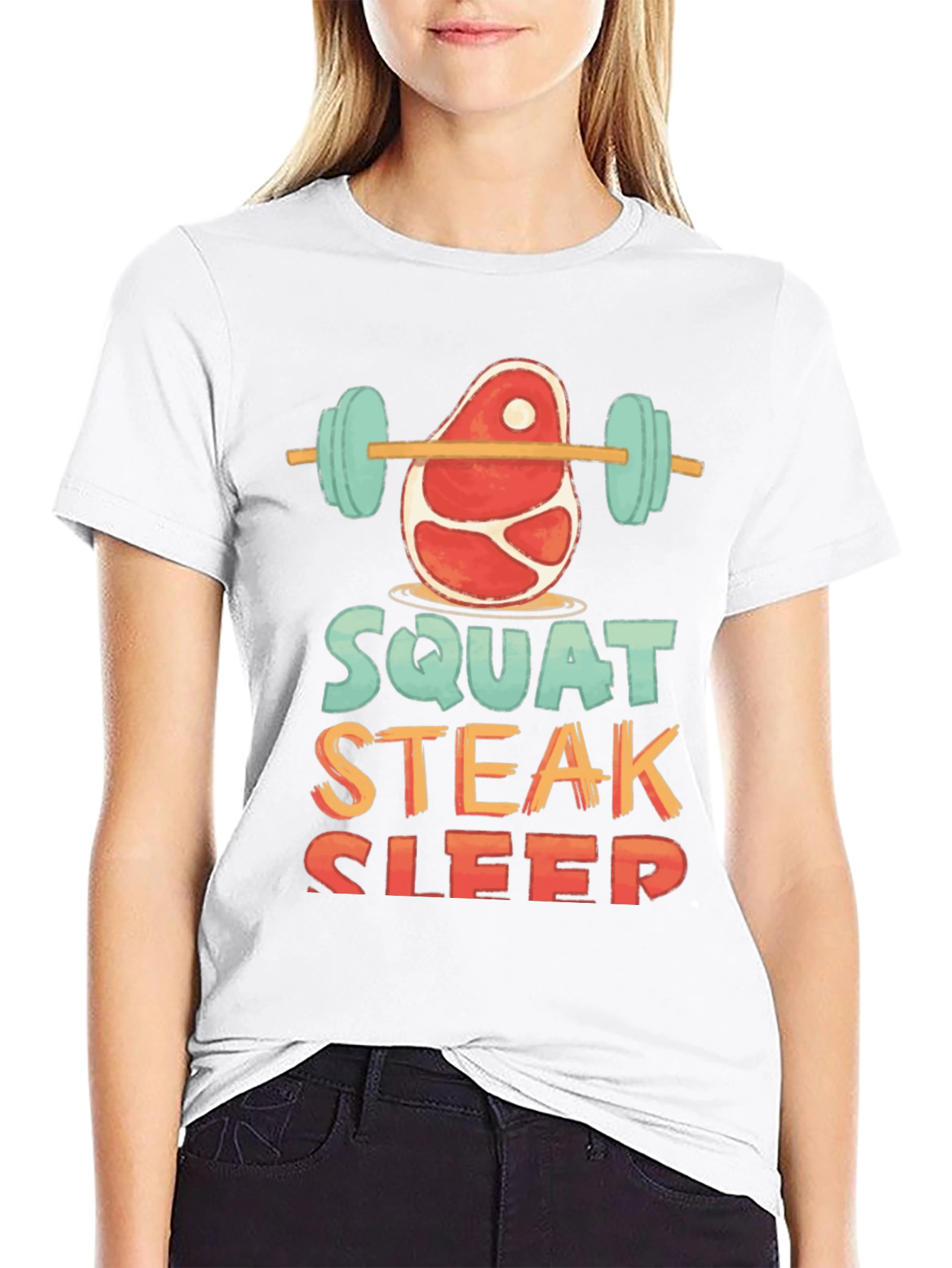 Squat Steak Sleep Graphic T-Shirt Workout Tee