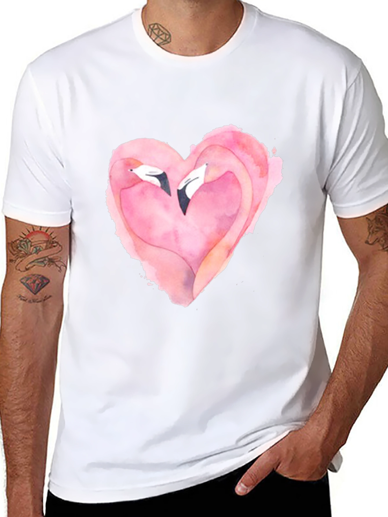 Flamingo Heart Graphic T-Shirt - Love Birds Tee