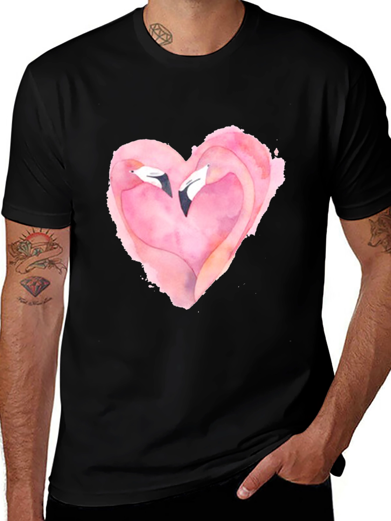 Flamingo Heart Graphic T-Shirt - Love Birds Tee