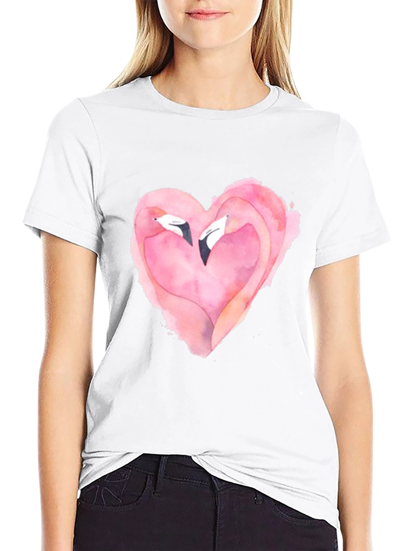 Flamingo Heart Graphic T-Shirt - Love Birds Tee