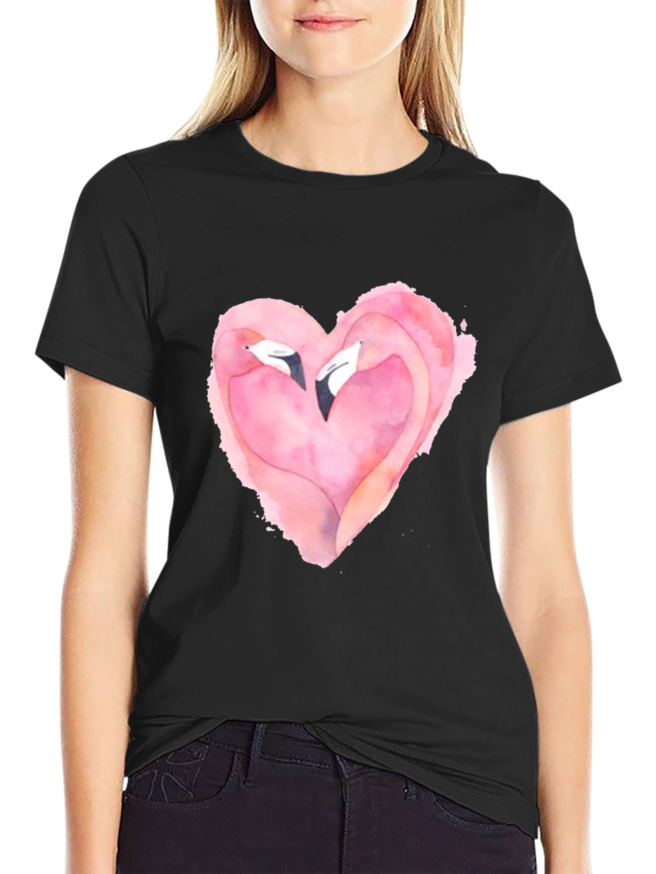 Flamingo Heart Graphic T-Shirt - Love Birds Tee