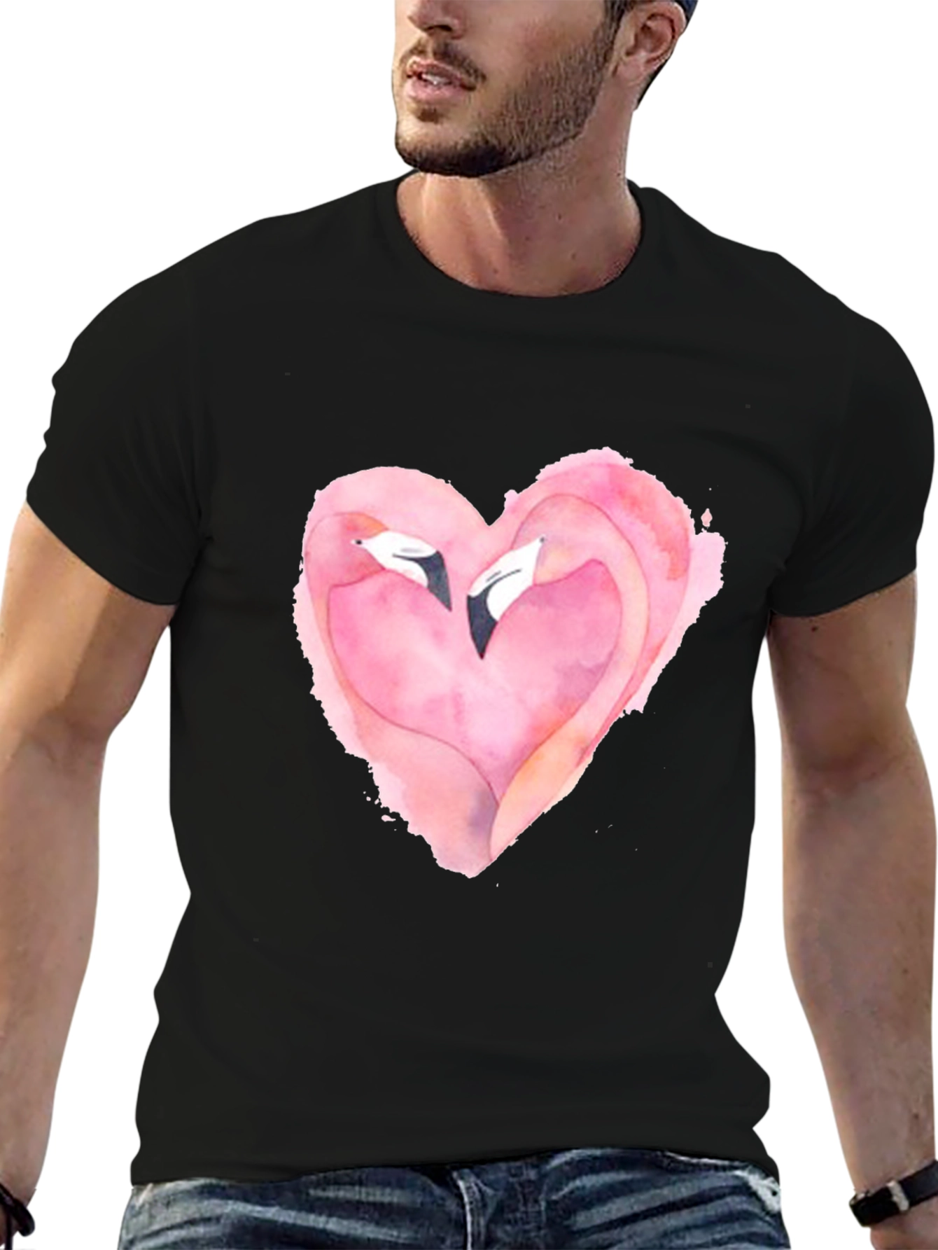Flamingo Heart Graphic T-Shirt - Love Birds Tee
