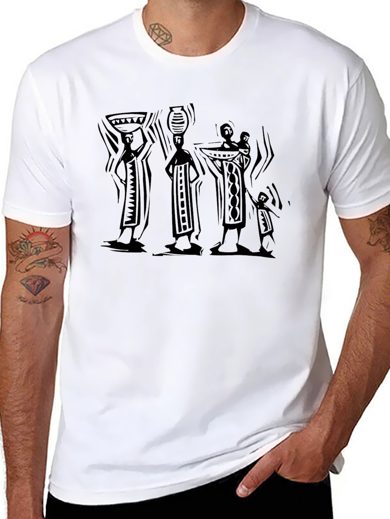 Tribal Print Black T-Shirt