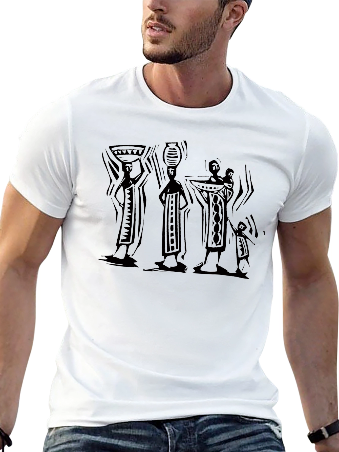 Tribal Print Black T-Shirt