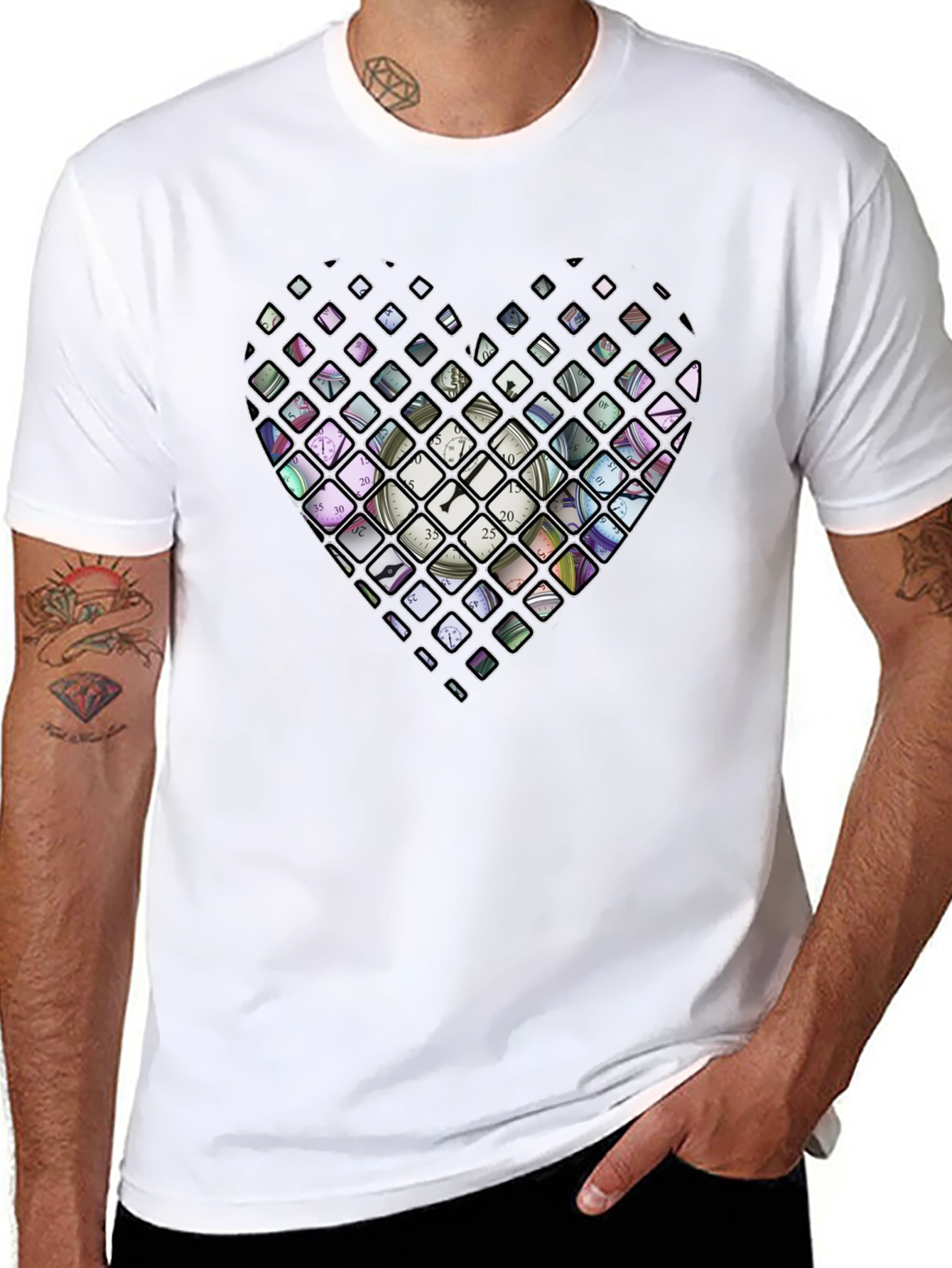 Heart Clockwork Graphic T-Shirt - Black