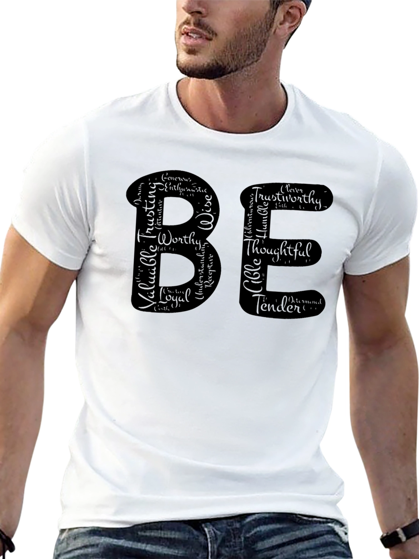 Inspirational BE Word Cloud Black T-Shirt