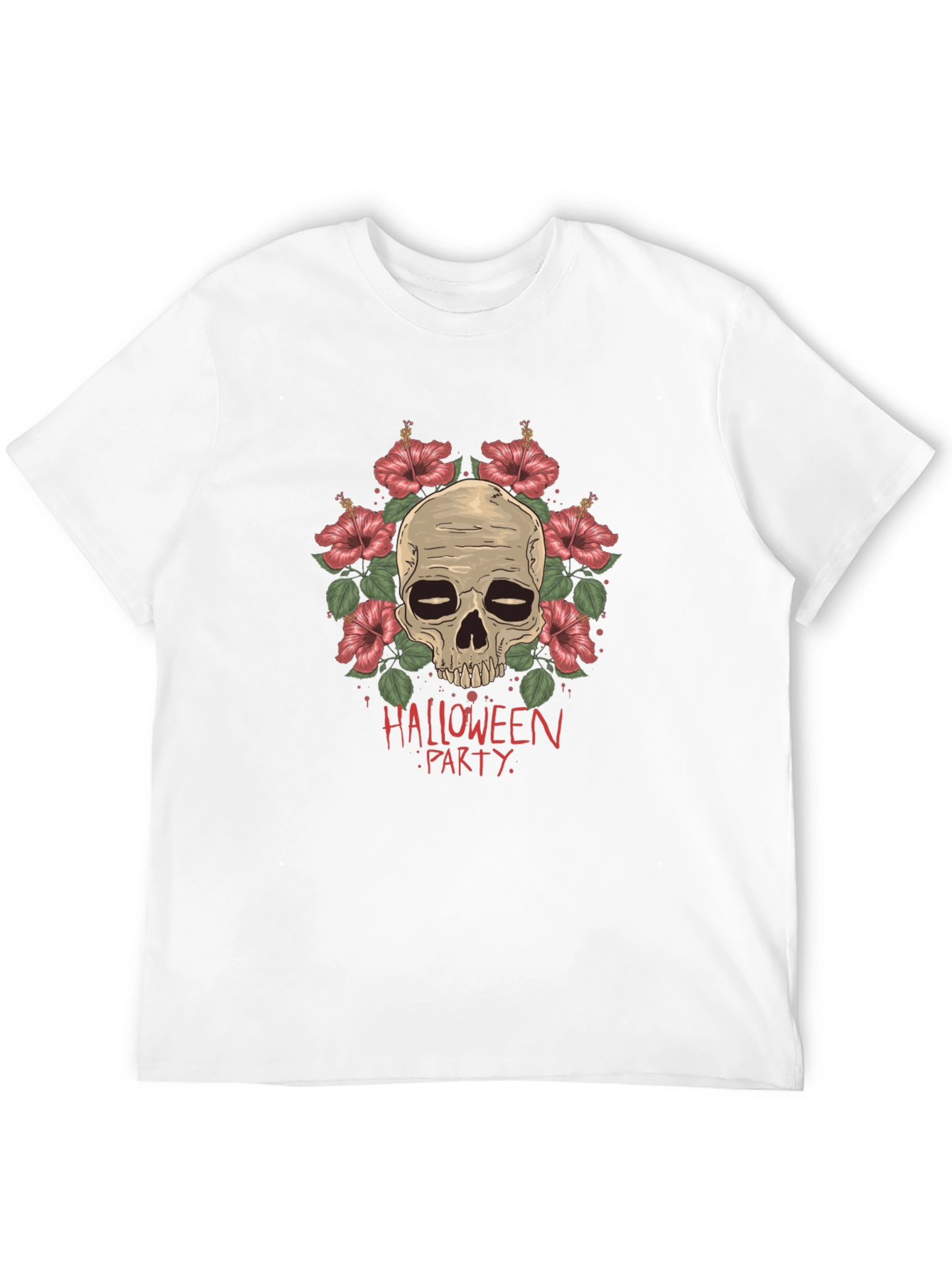 Halloween Party Skull & Flower Graphic Tee