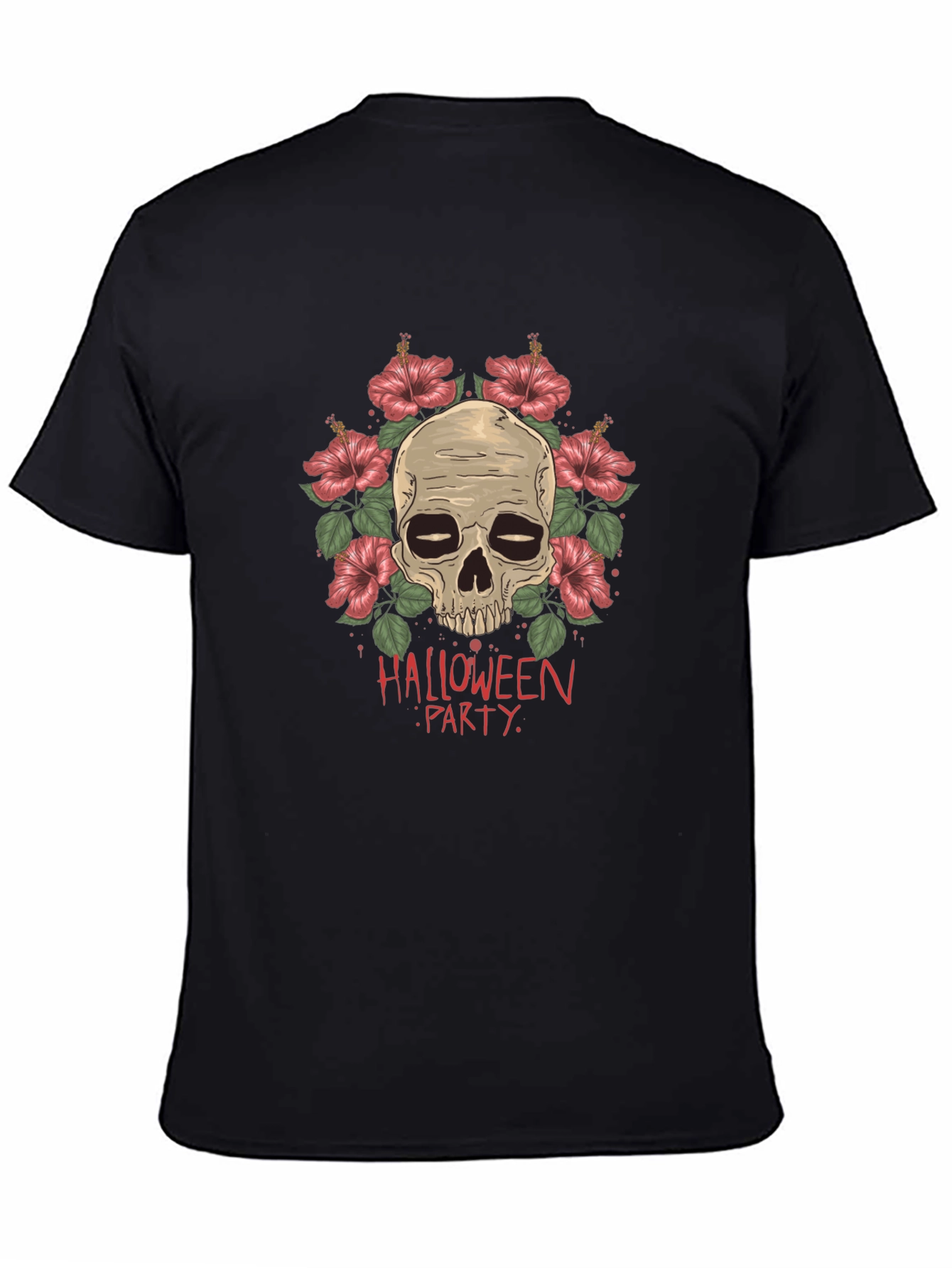 Halloween Party Skull & Flower Graphic Tee
