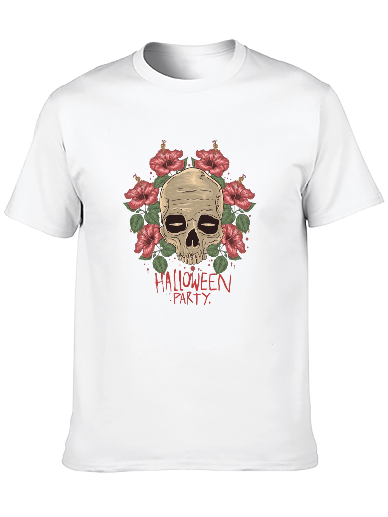 Halloween Party Skull & Flower Graphic Tee