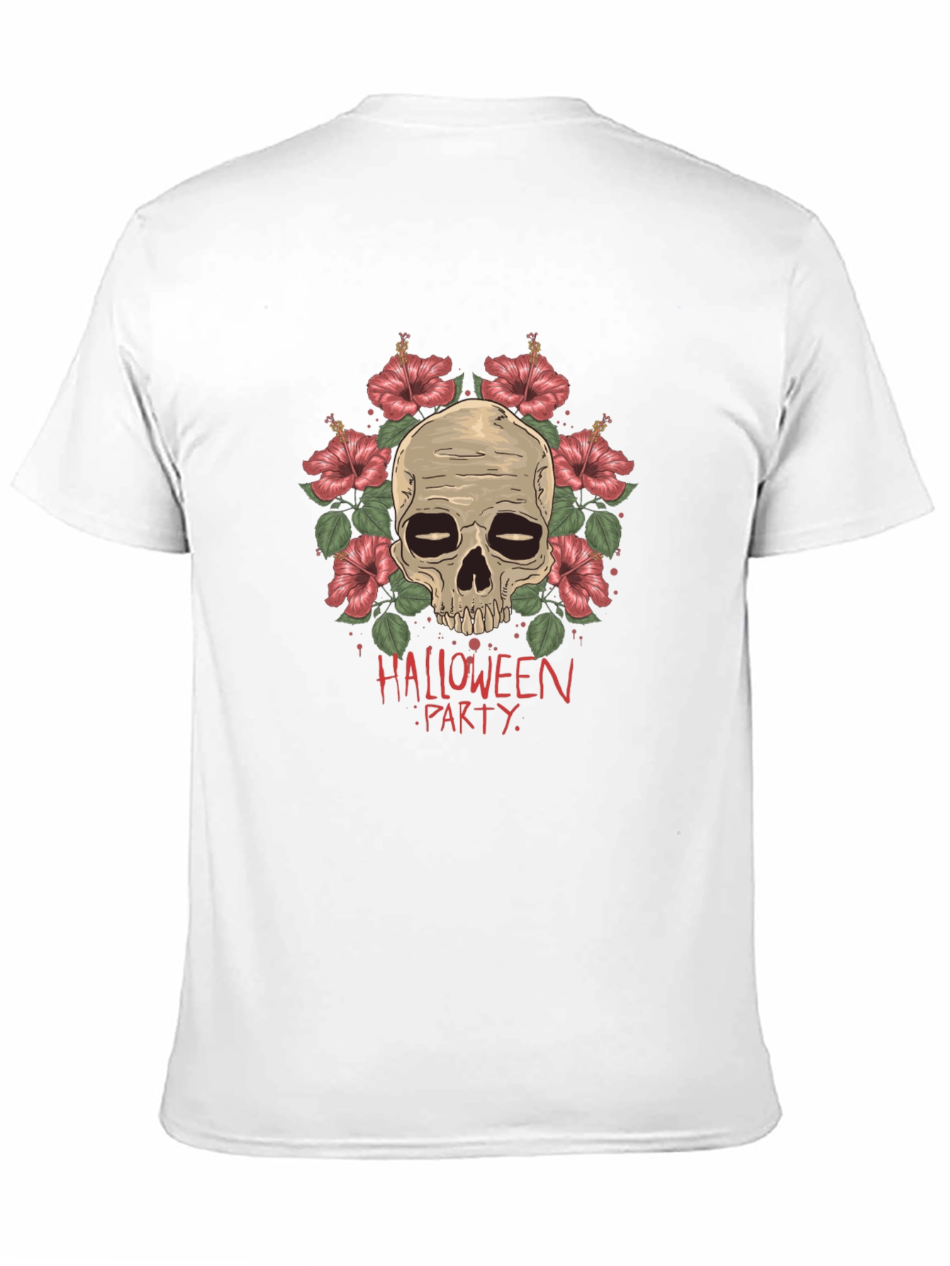 Halloween Party Skull & Flower Graphic Tee