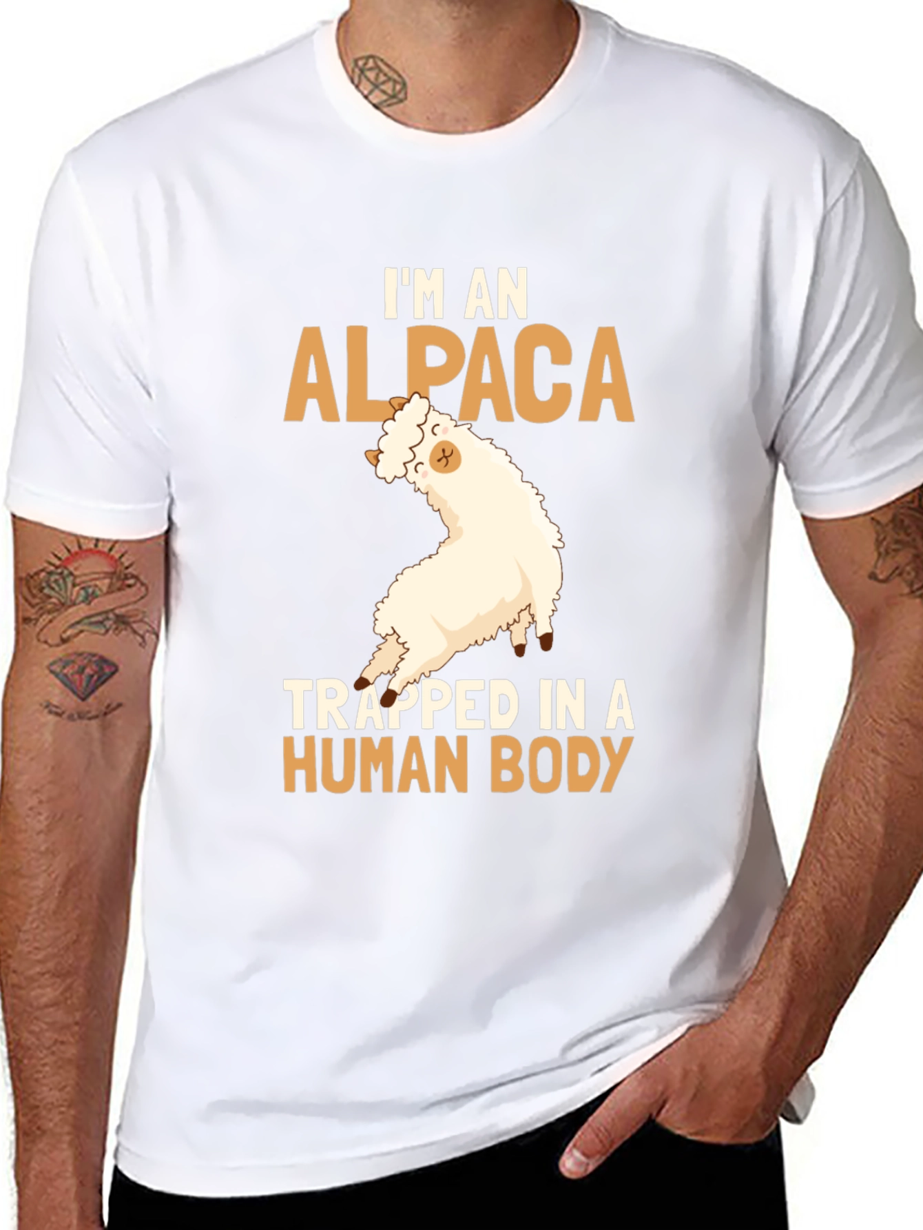 Alpaca in Human Body Funny T-Shirt