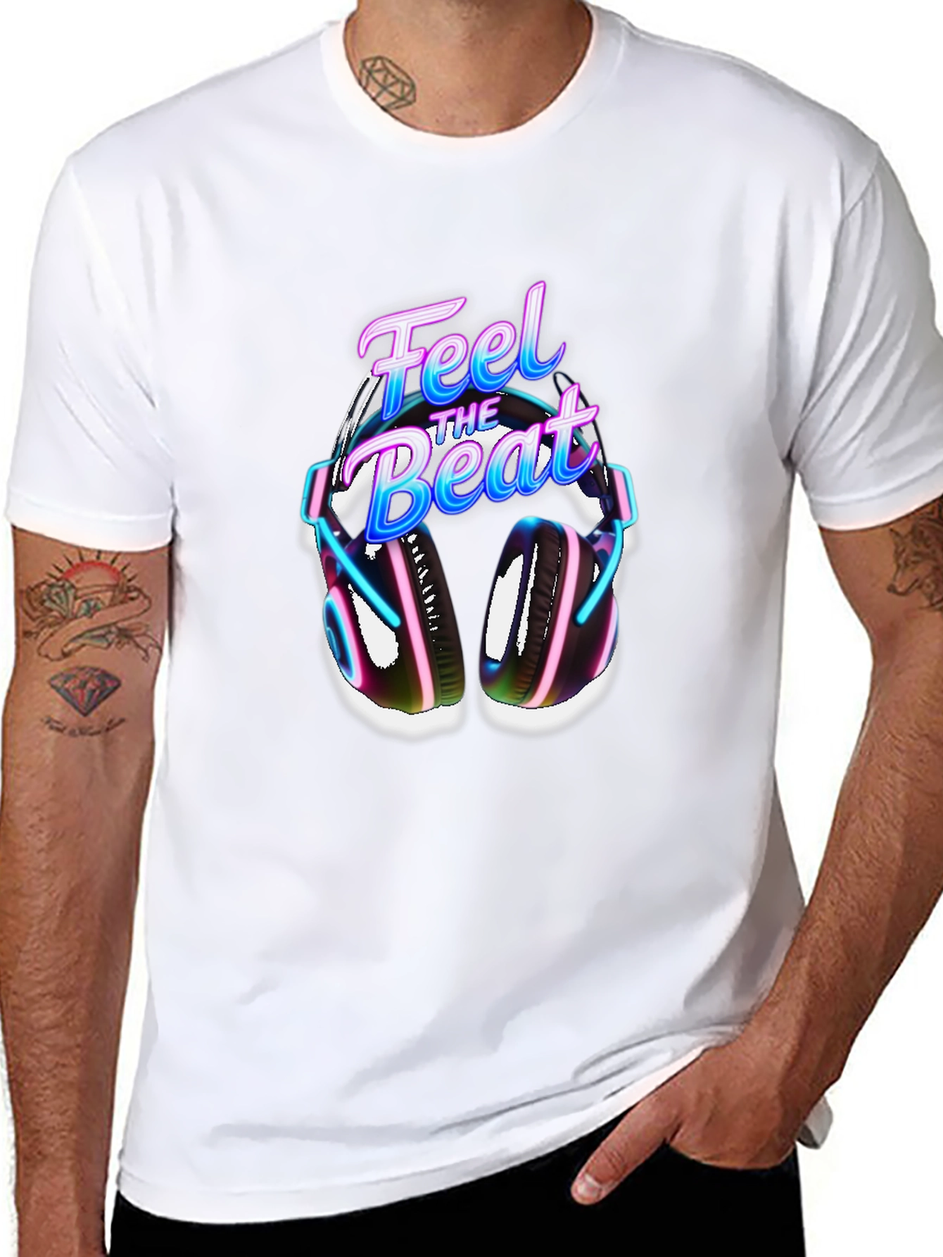 Feel The Beat Graphic Tee - Black Cotton Blend