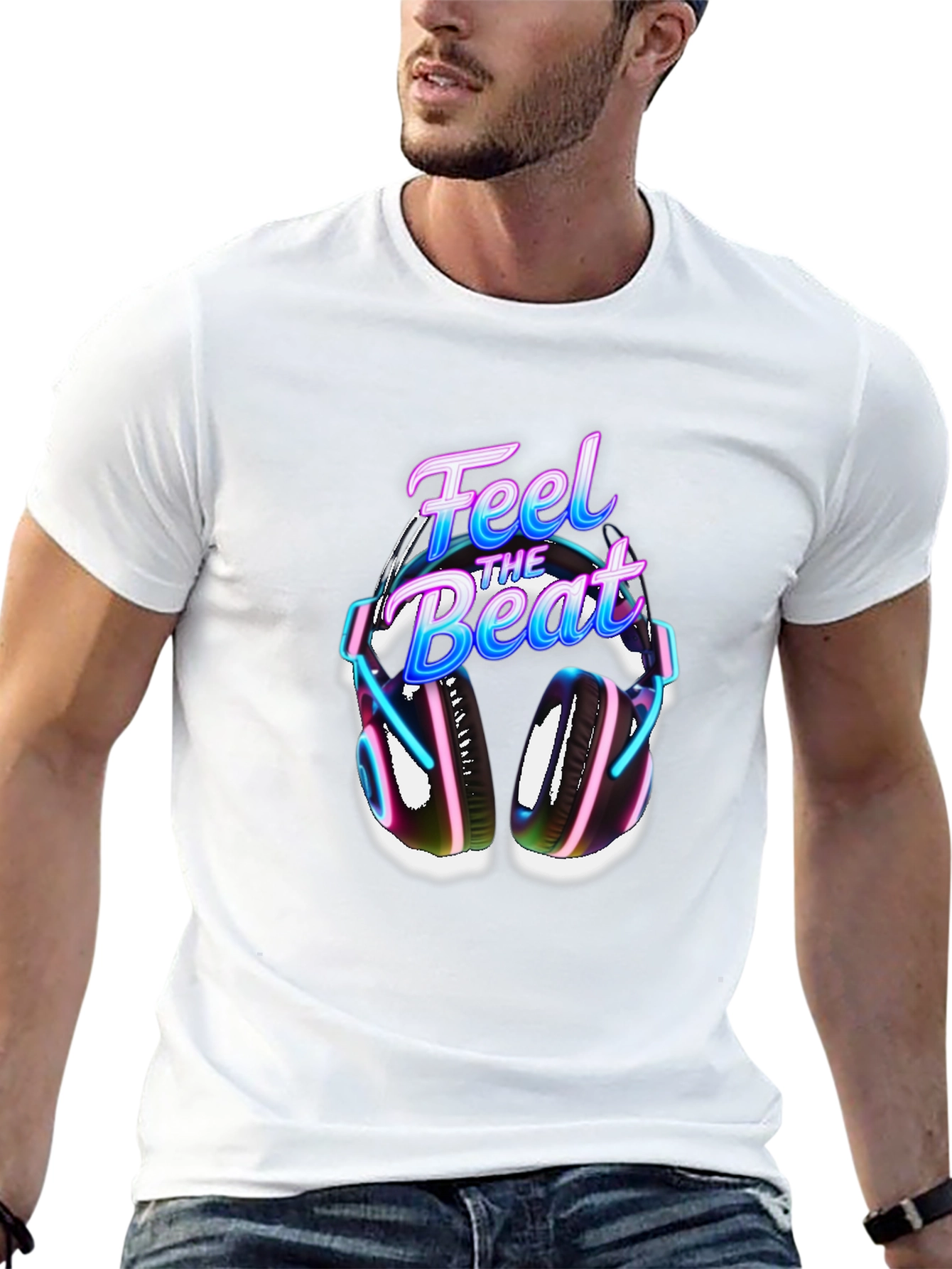 Feel The Beat Graphic Tee - Black Cotton Blend