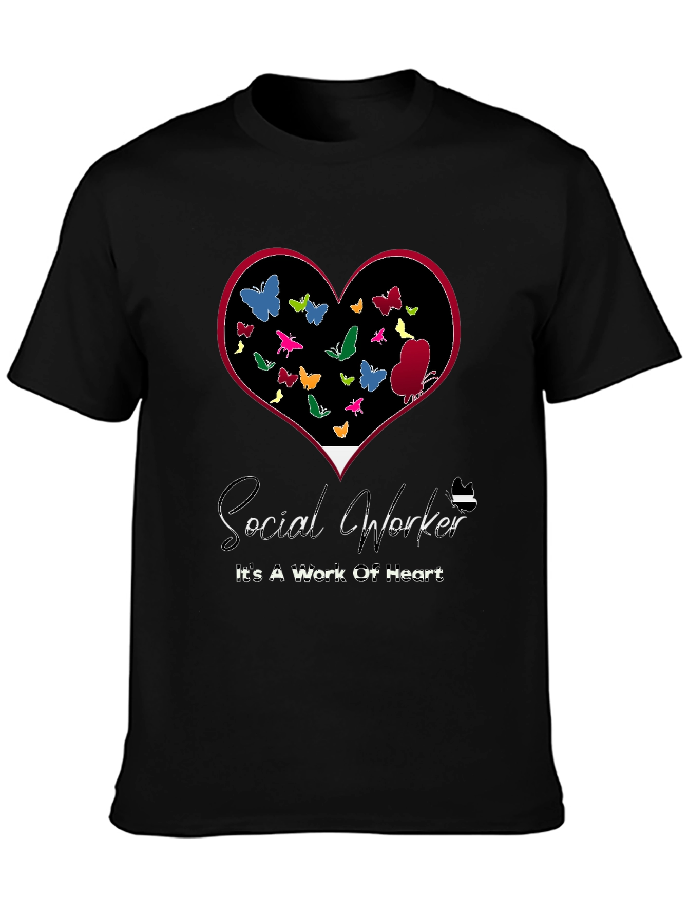 Social Worker Heart Butterflies T-Shirt