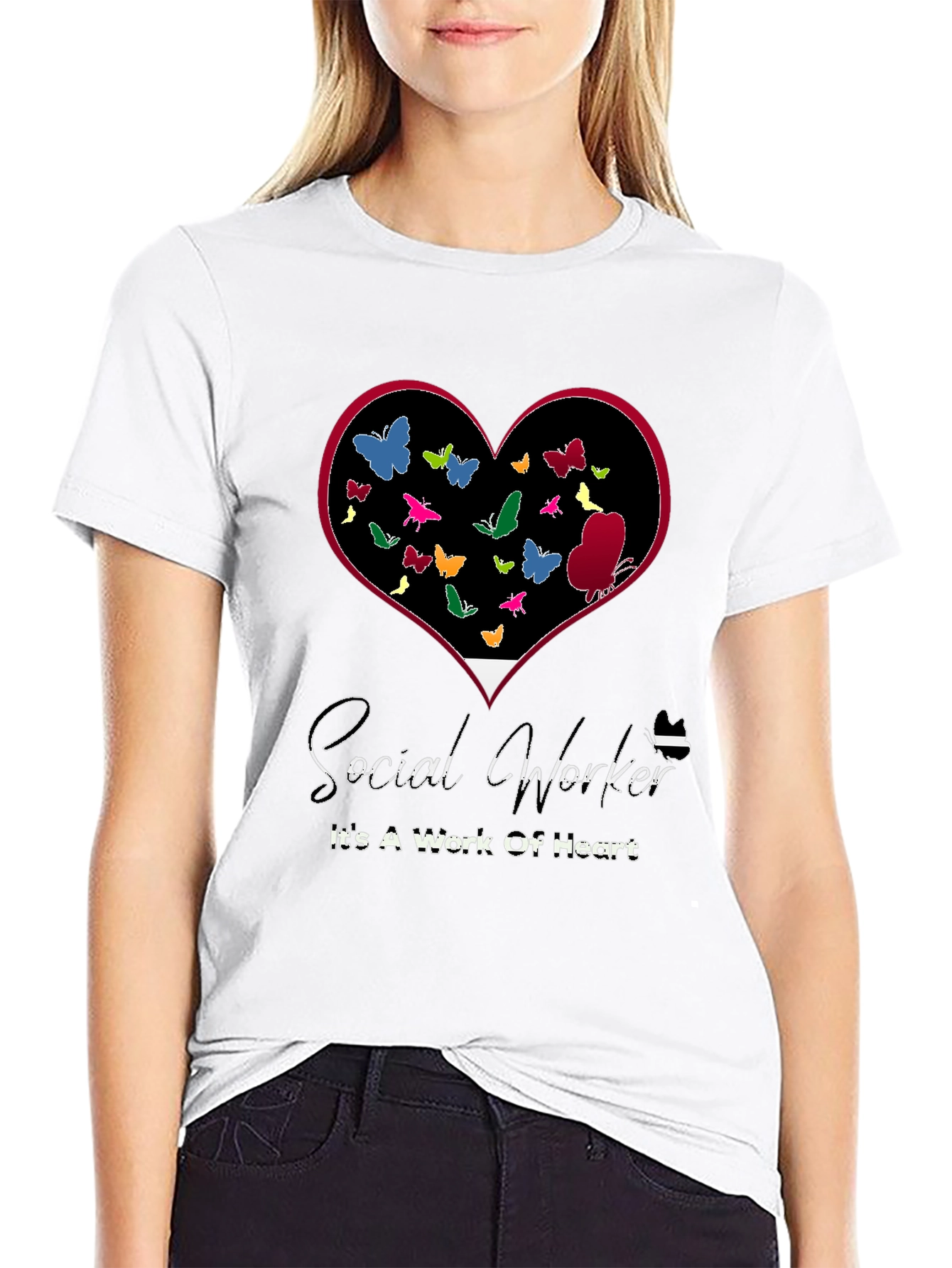 Social Worker Heart Butterflies T-Shirt