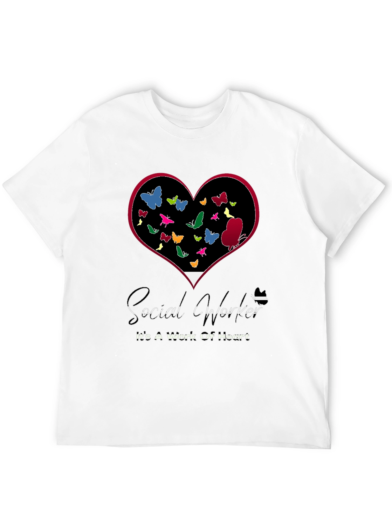Social Worker Heart Butterflies T-Shirt