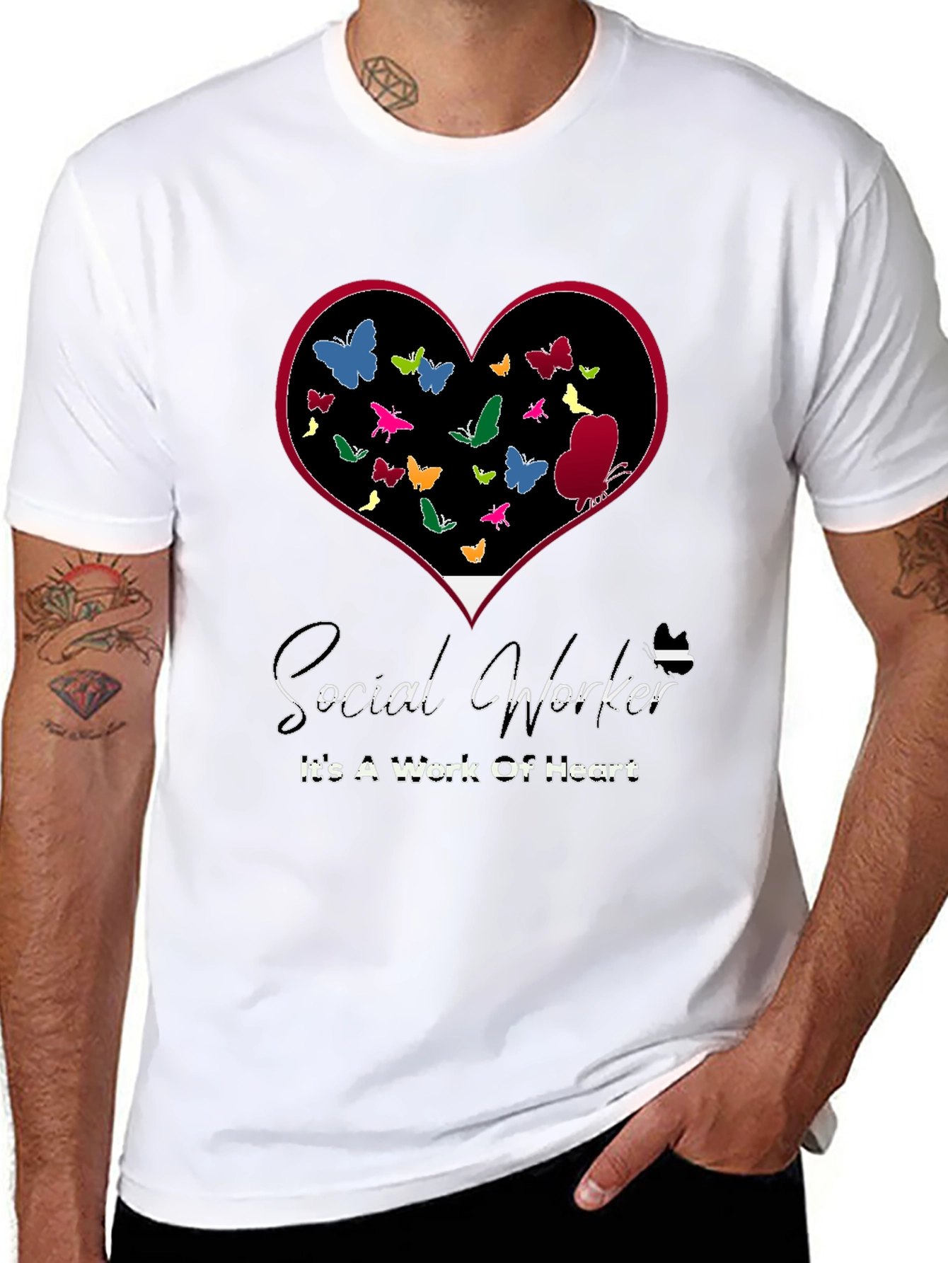 Social Worker Heart Butterflies T-Shirt