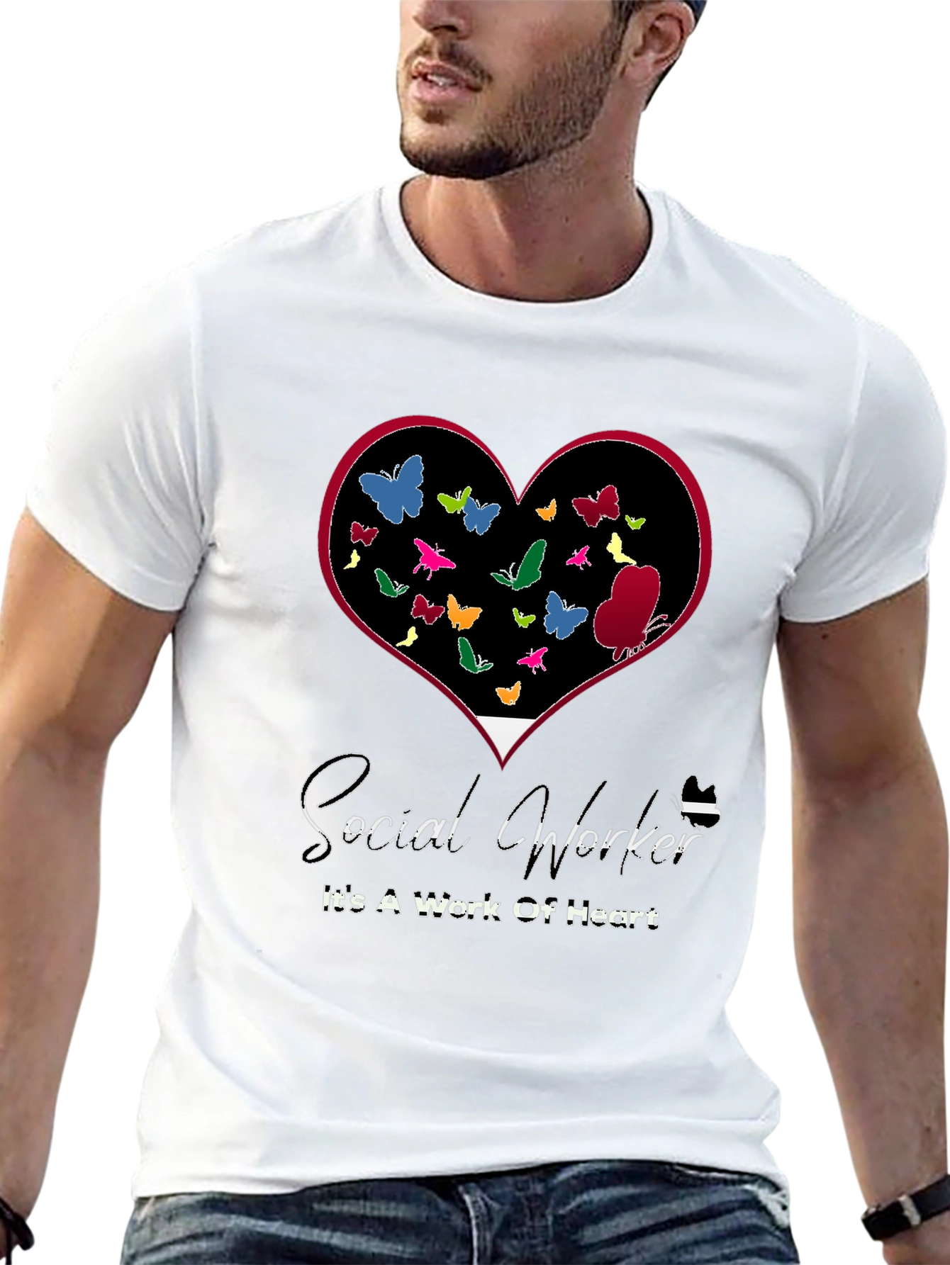 Social Worker Heart Butterflies T-Shirt