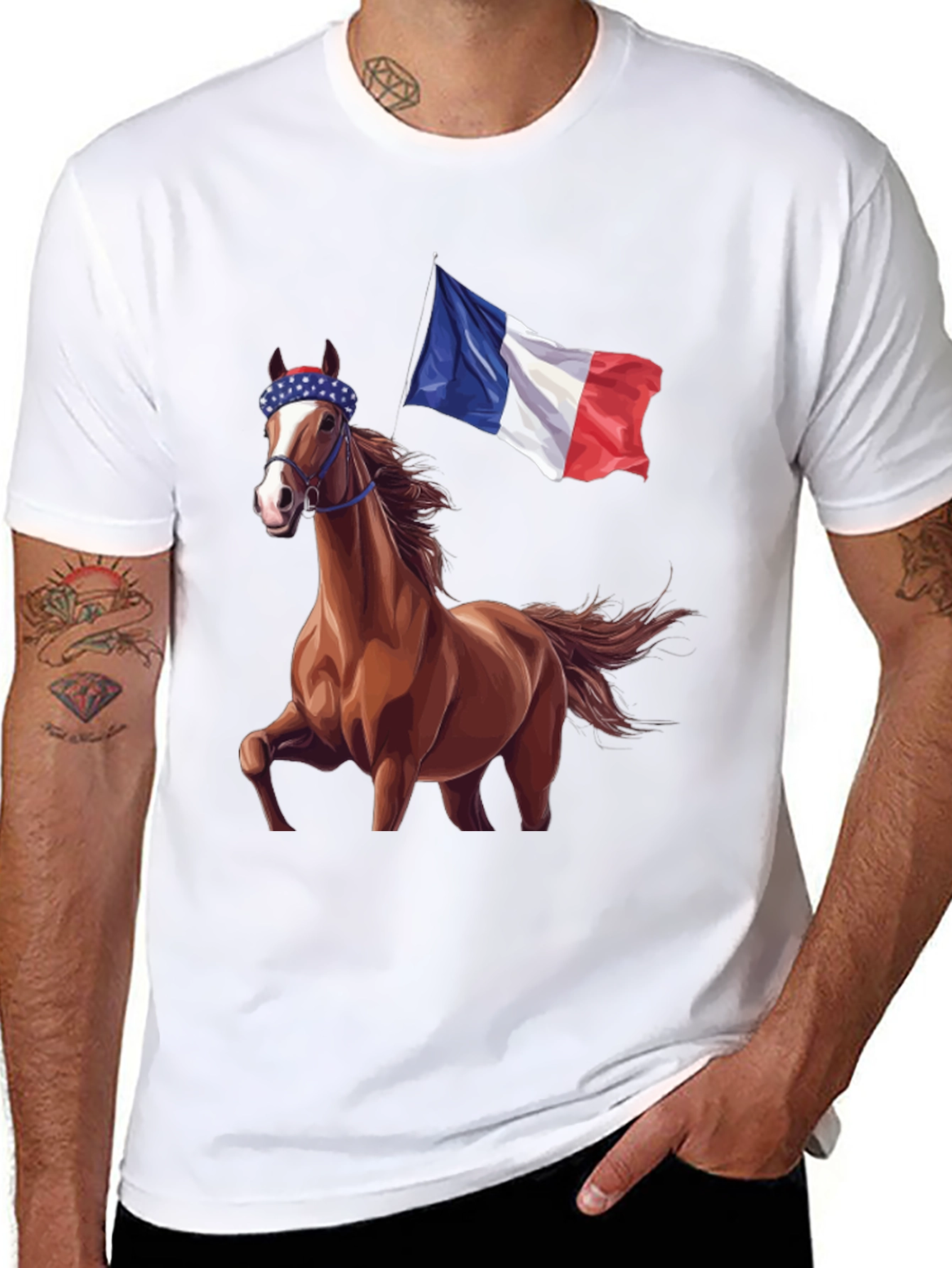 Horse With French Flag T-Shirt
