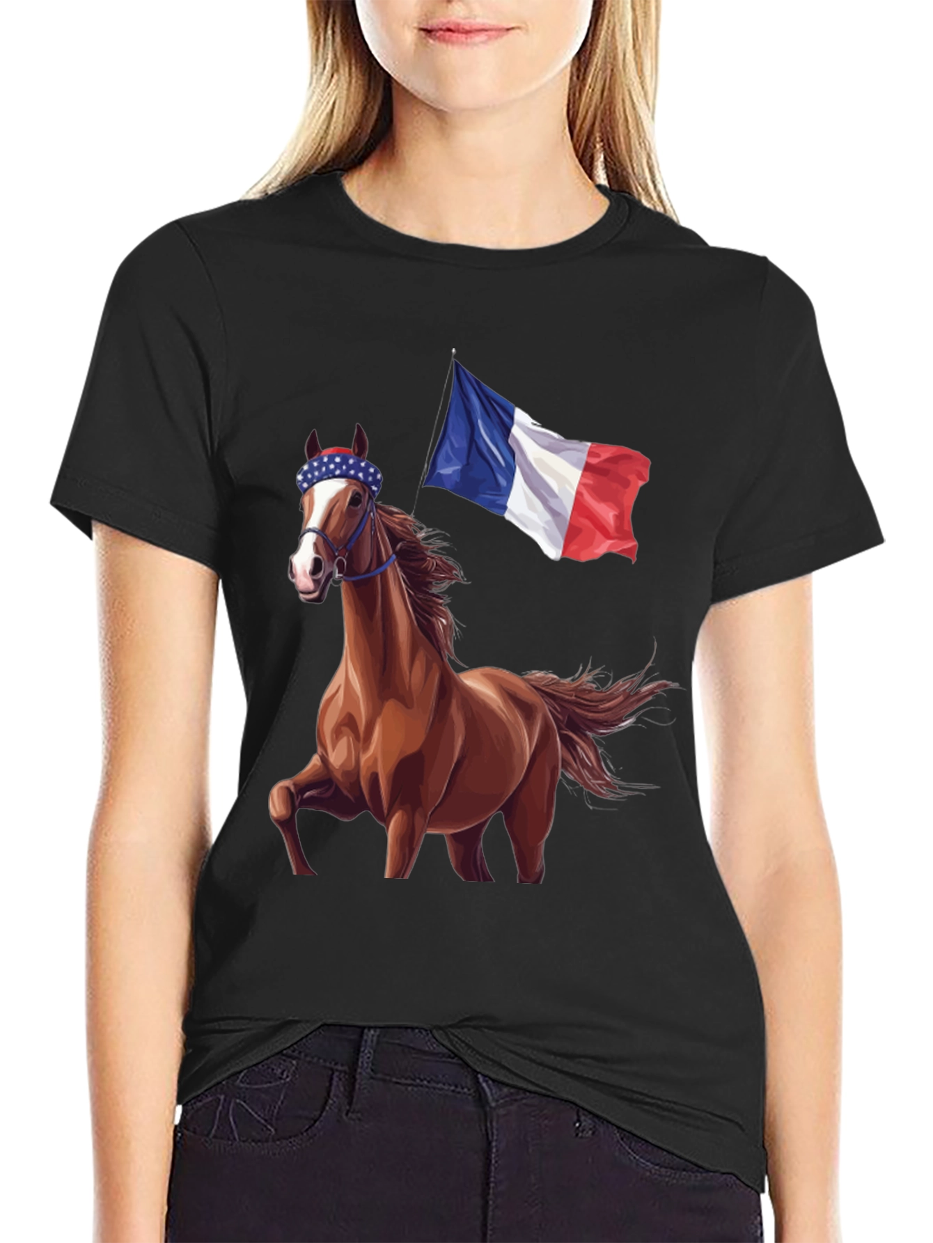 Horse With French Flag T-Shirt