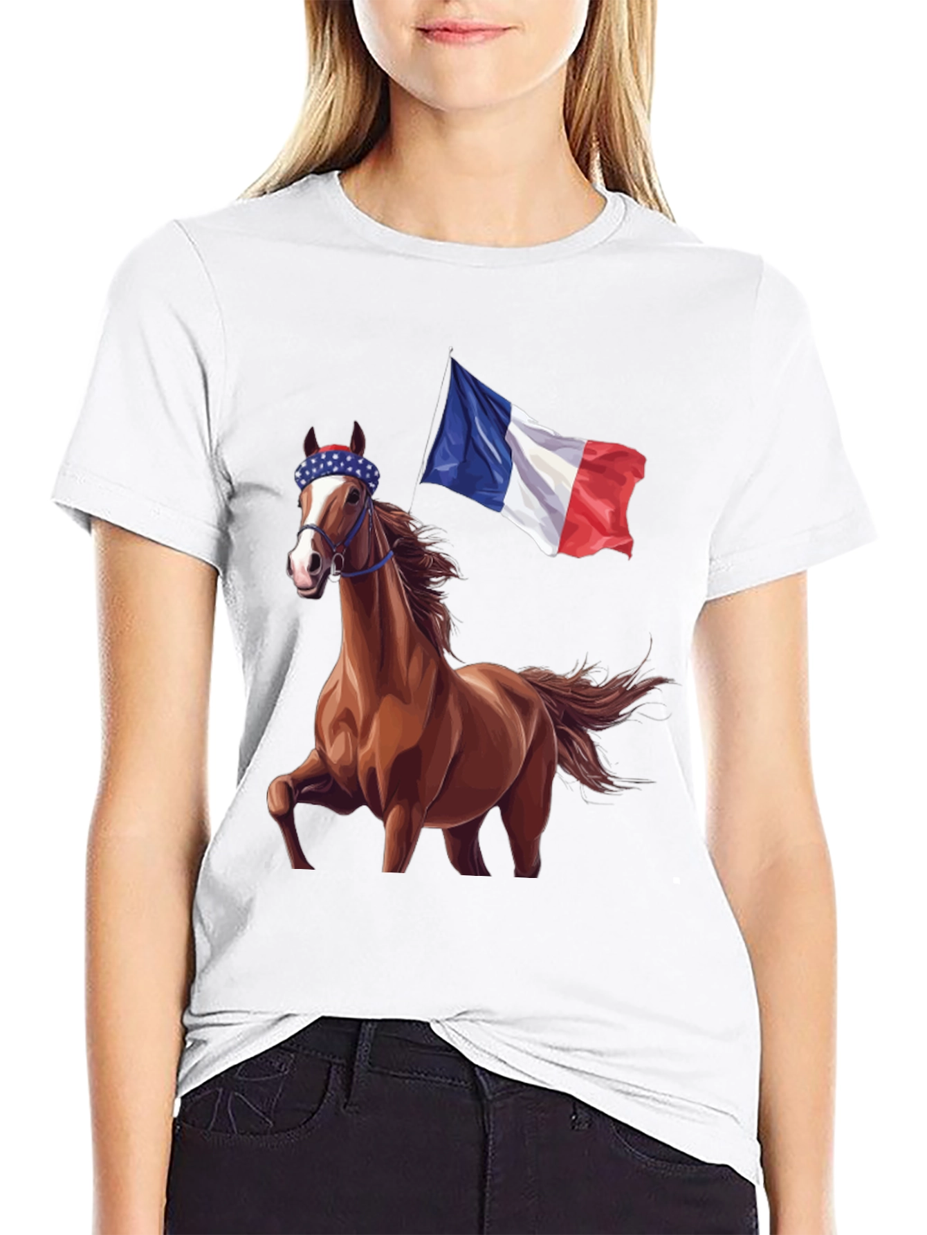 Horse With French Flag T-Shirt