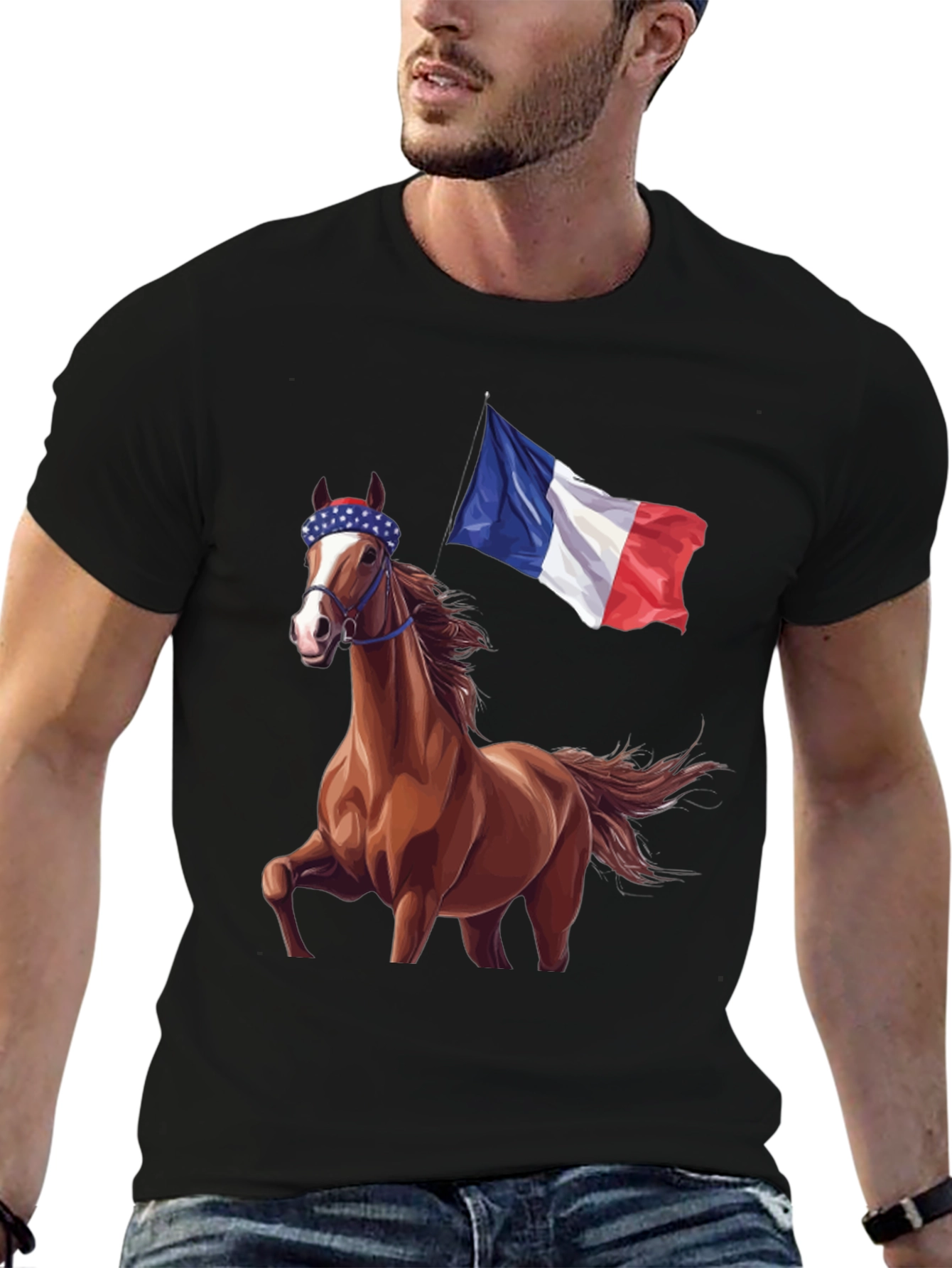 Horse With French Flag T-Shirt