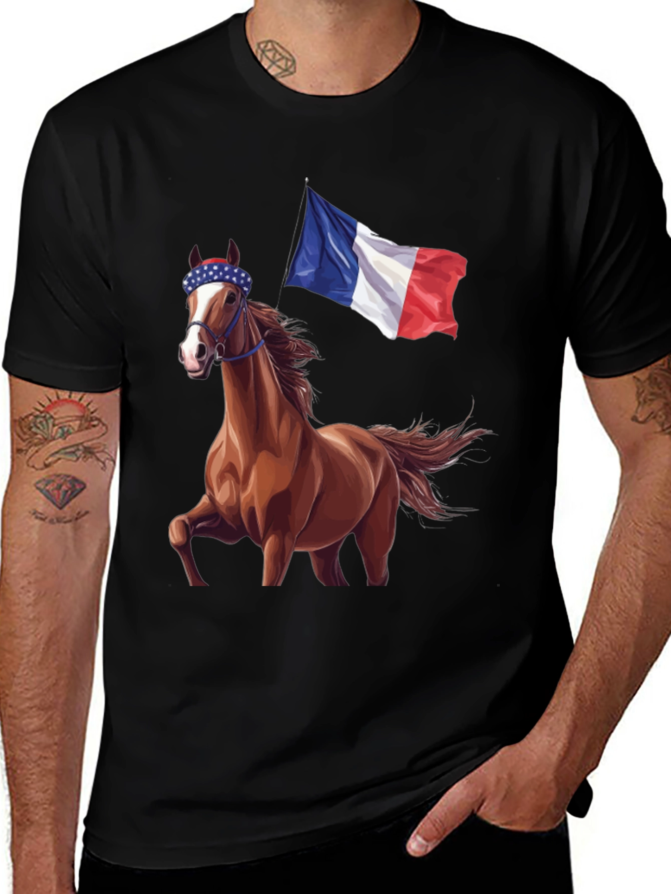 Horse With French Flag T-Shirt