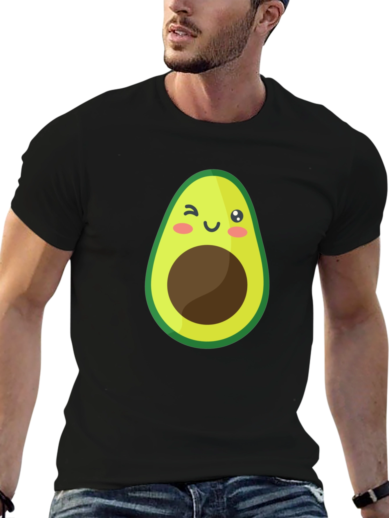 Cute Avocado Graphic Black T-Shirt
