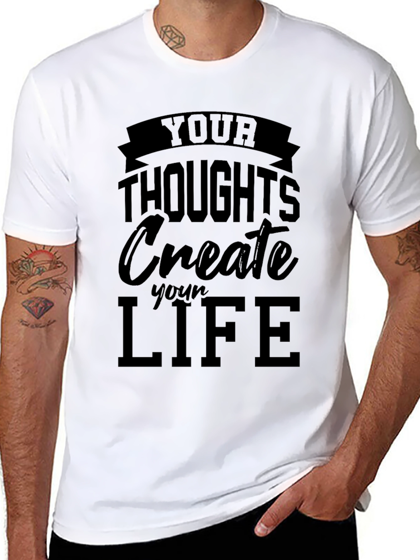 Inspirational Your Thoughts Create Your Life Black T-Shirt