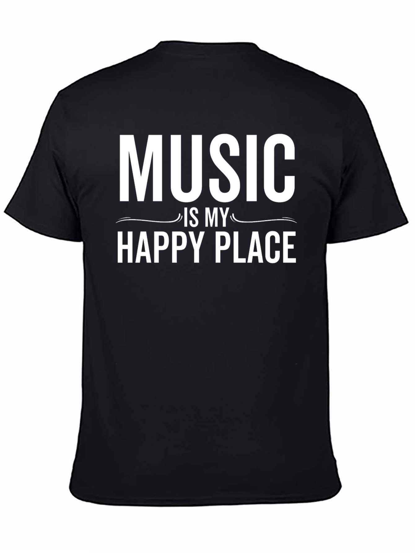 Music Is My Happy Place Black T-Shirt