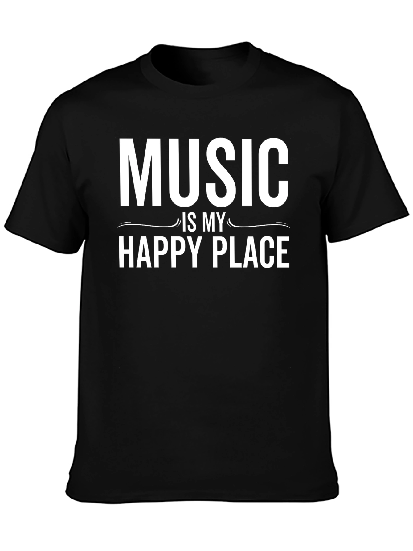 Music Is My Happy Place Black T-Shirt