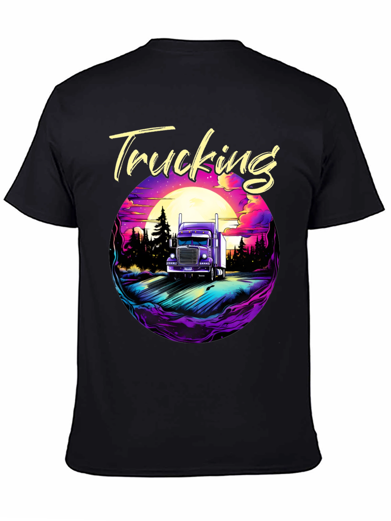 Trucking T-Shirt Black Cotton Graphic Tee