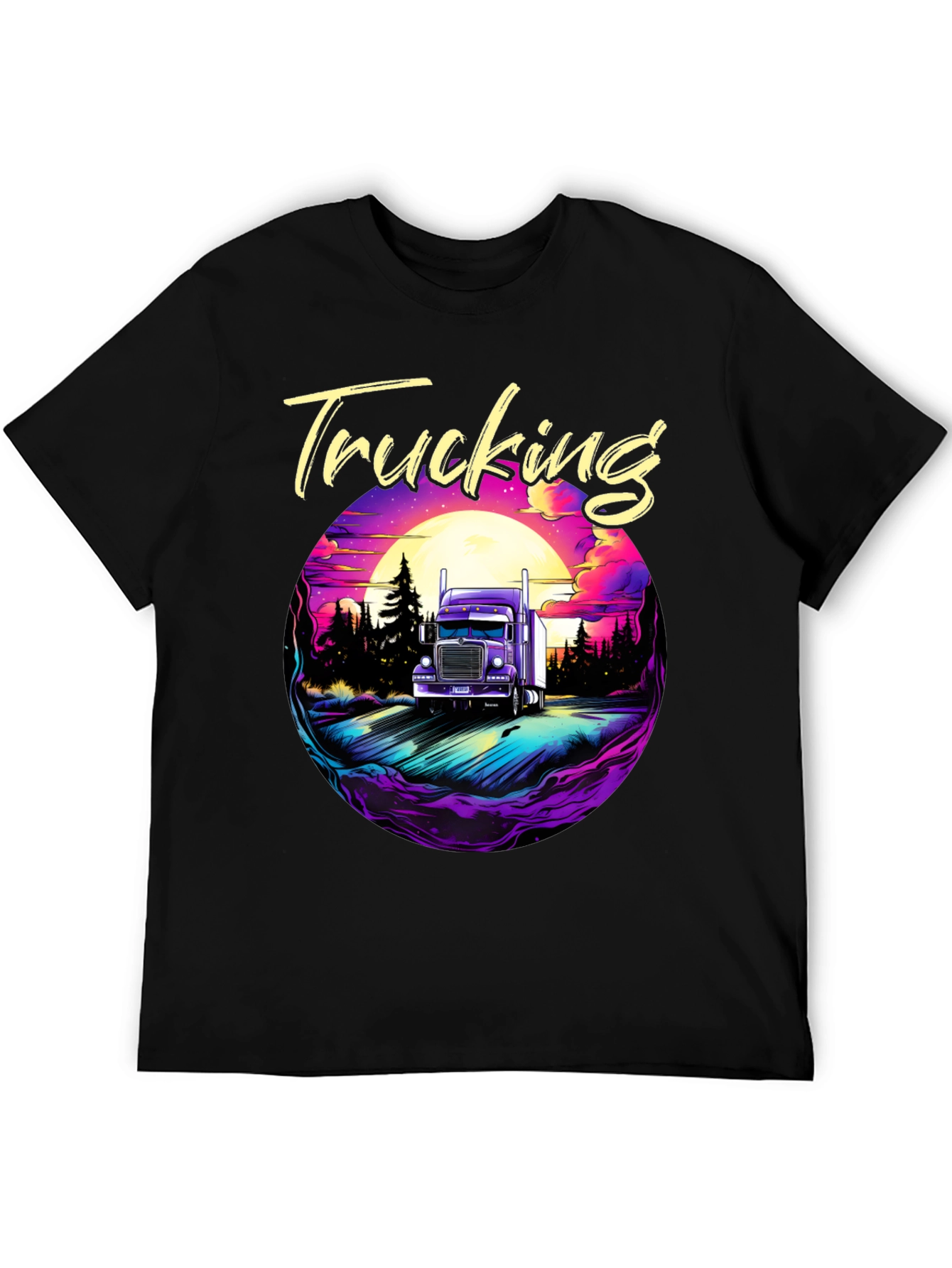 Trucking T-Shirt Black Cotton Graphic Tee