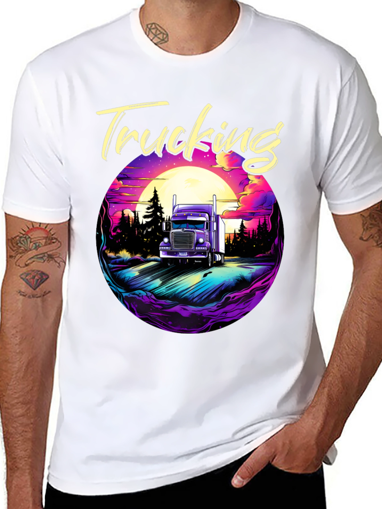Trucking T-Shirt Black Cotton Graphic Tee