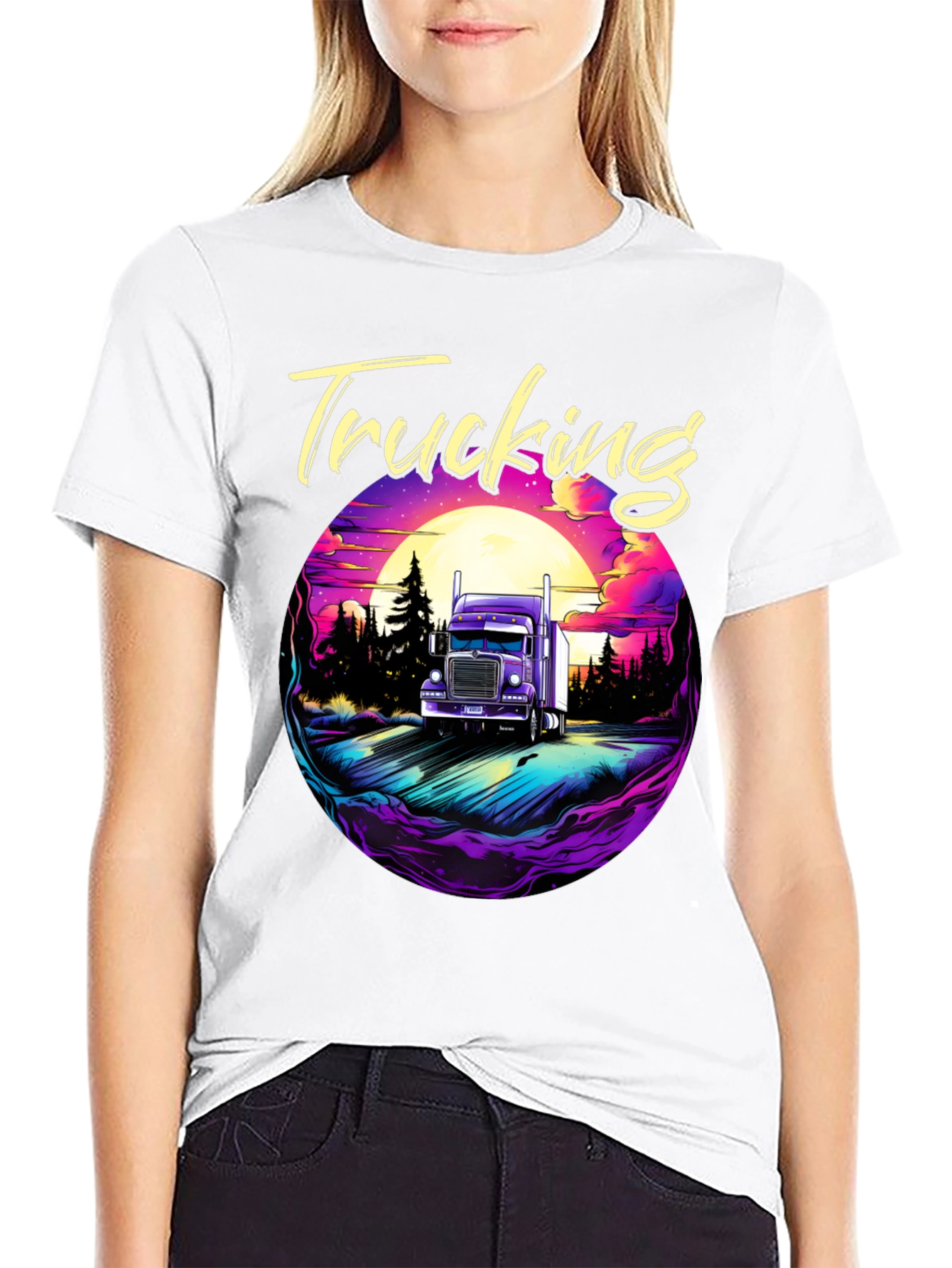 Trucking T-Shirt Black Cotton Graphic Tee
