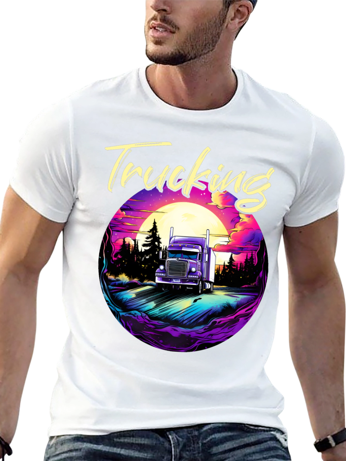 Trucking T-Shirt Black Cotton Graphic Tee