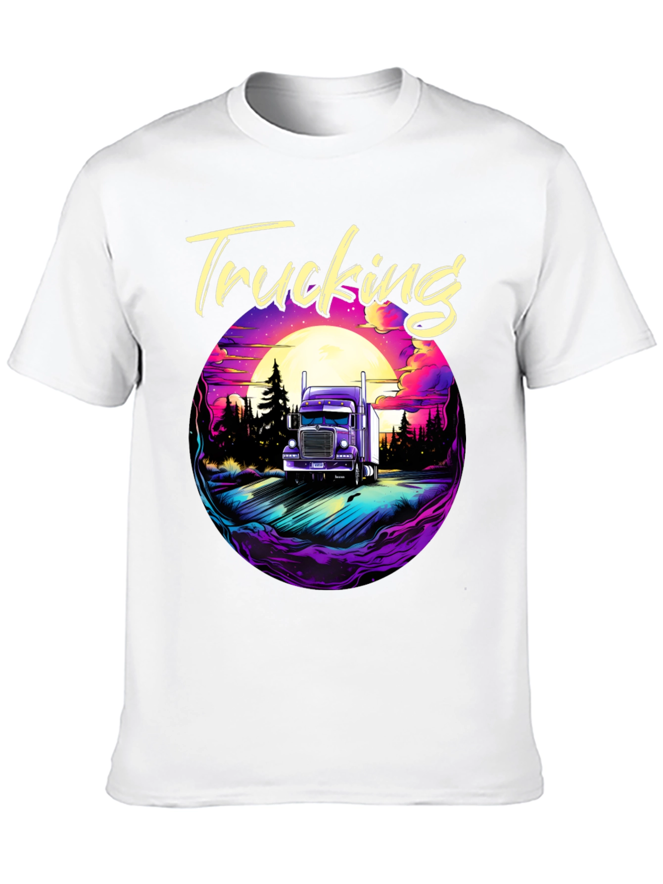 Trucking T-Shirt Black Cotton Graphic Tee
