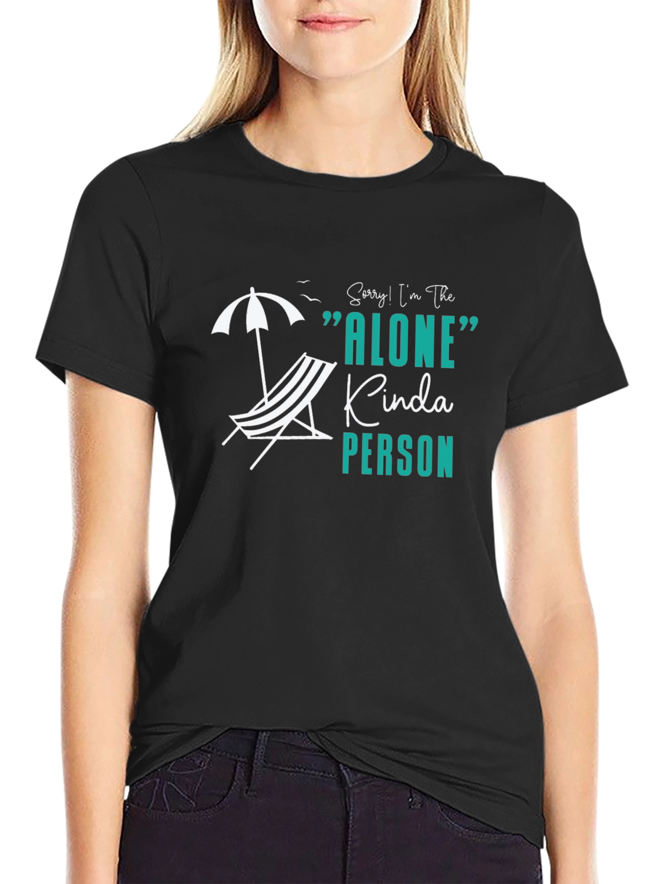 Alone Kinda Person Black Graphic T-Shirt