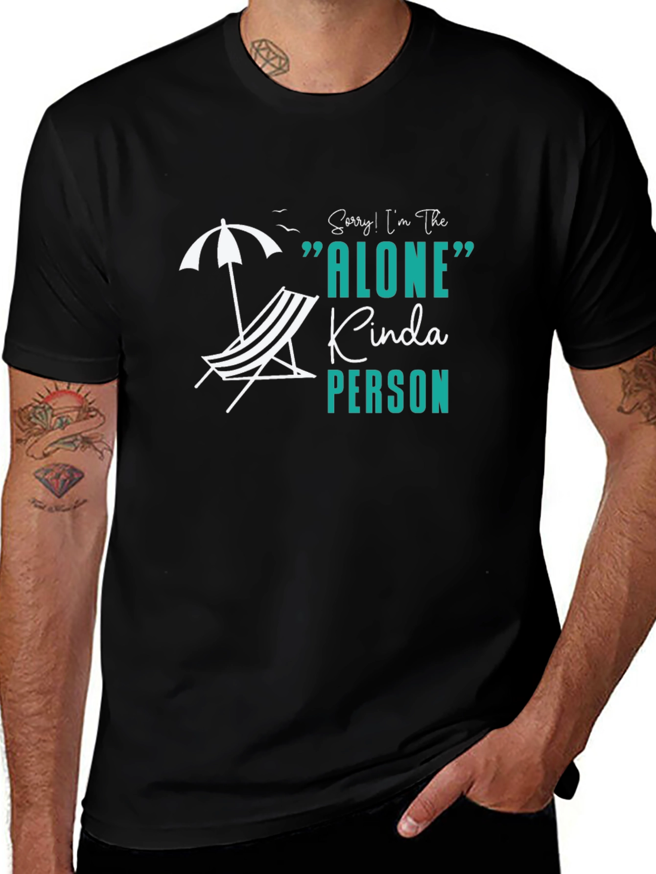 Alone Kinda Person Black Graphic T-Shirt