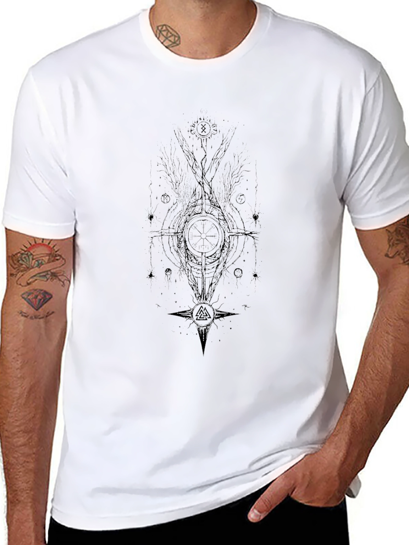 Black Graphic Tee - Mystical Symbol Design
