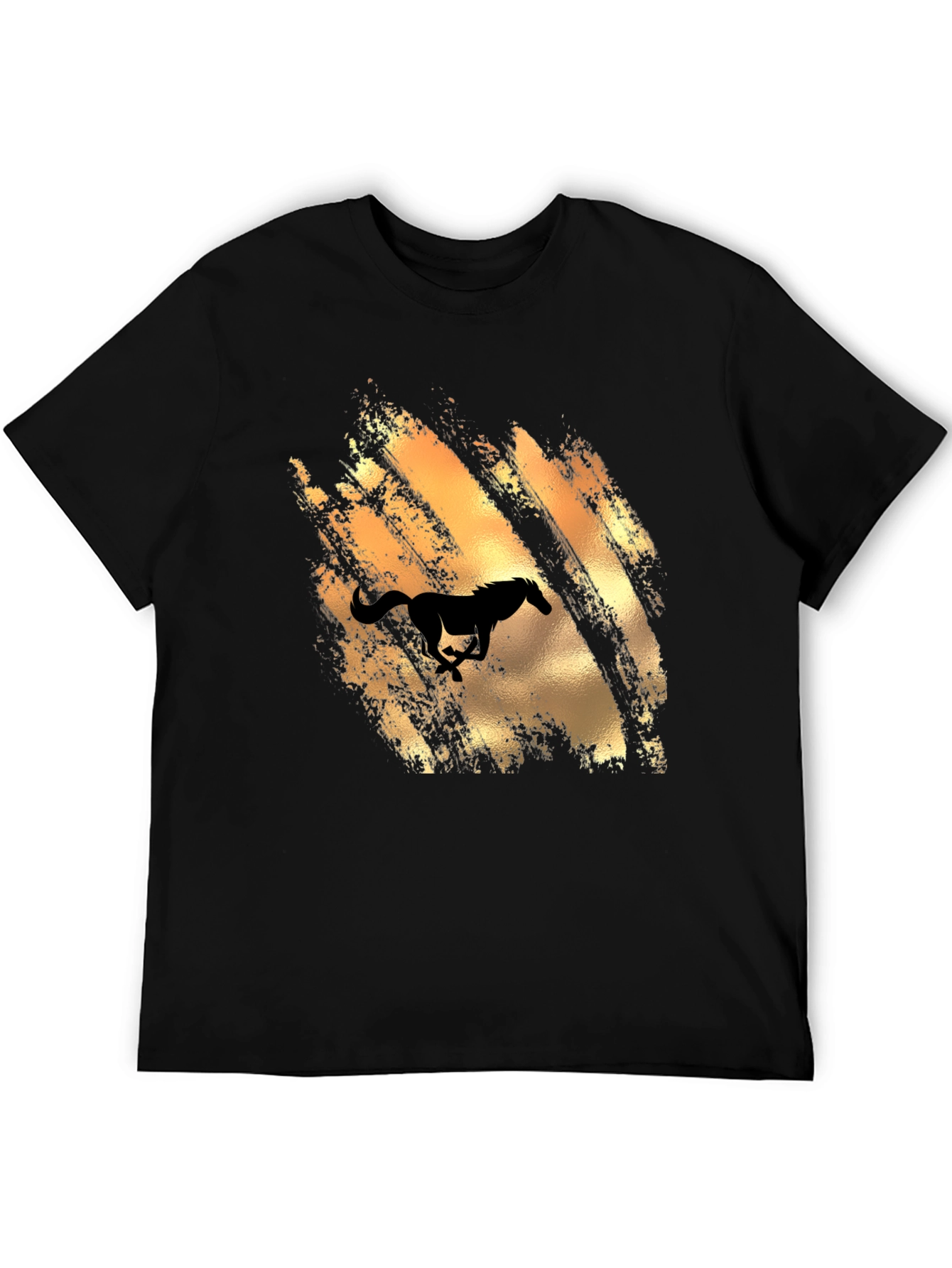 Mens Black T-Shirt with Horse Graphic