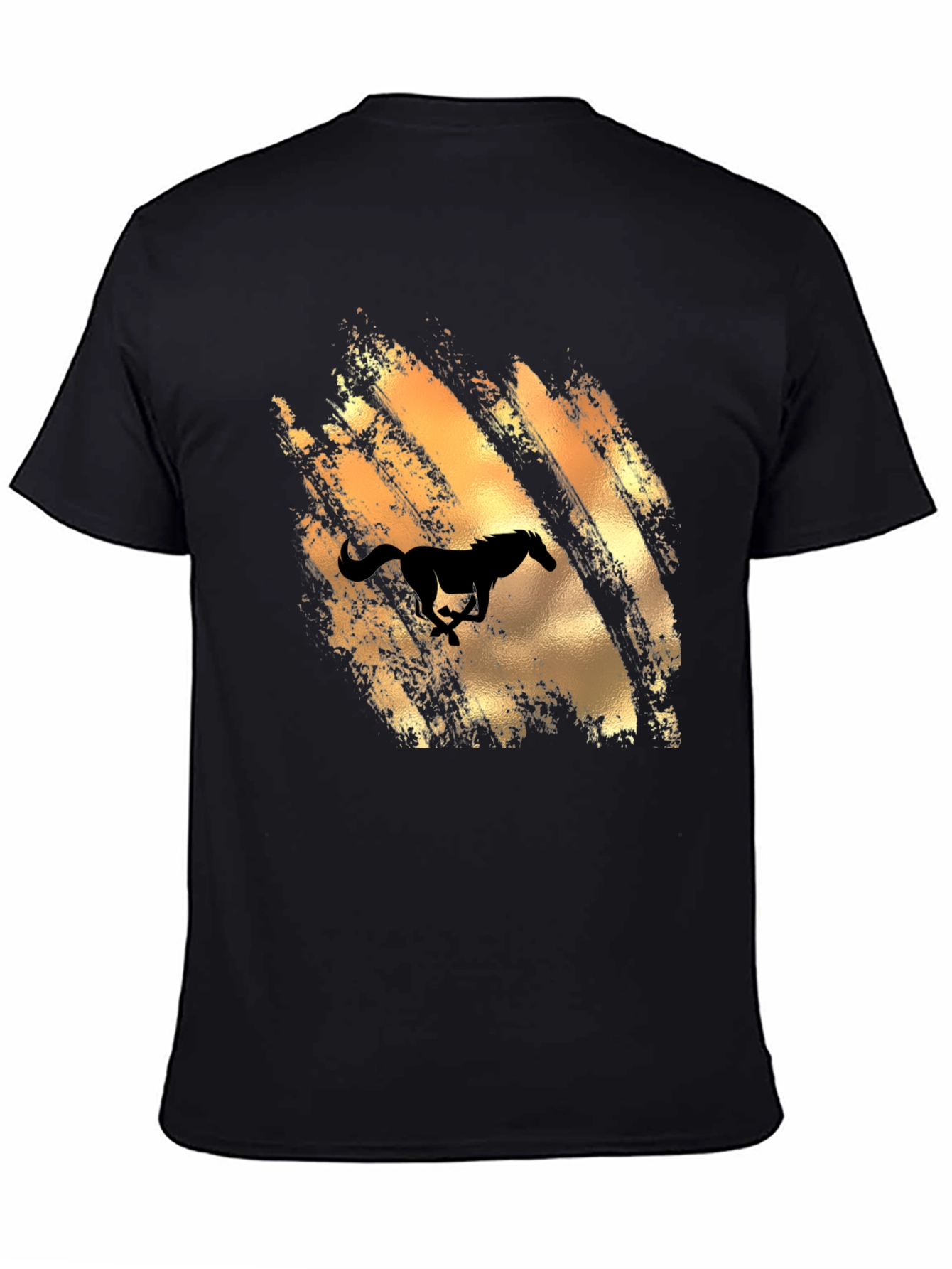Mens Black T-Shirt with Horse Graphic