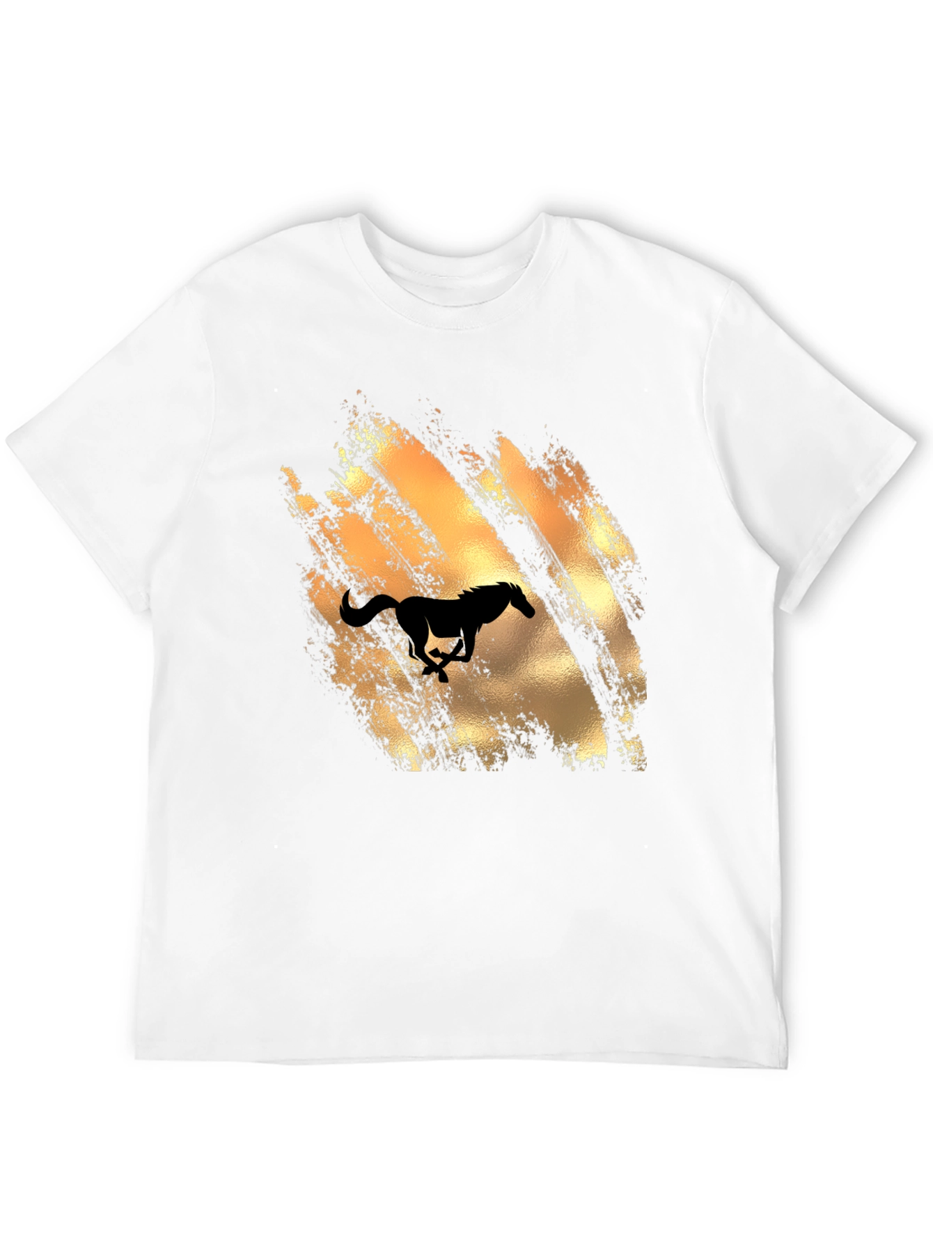 Mens Black T-Shirt with Horse Graphic
